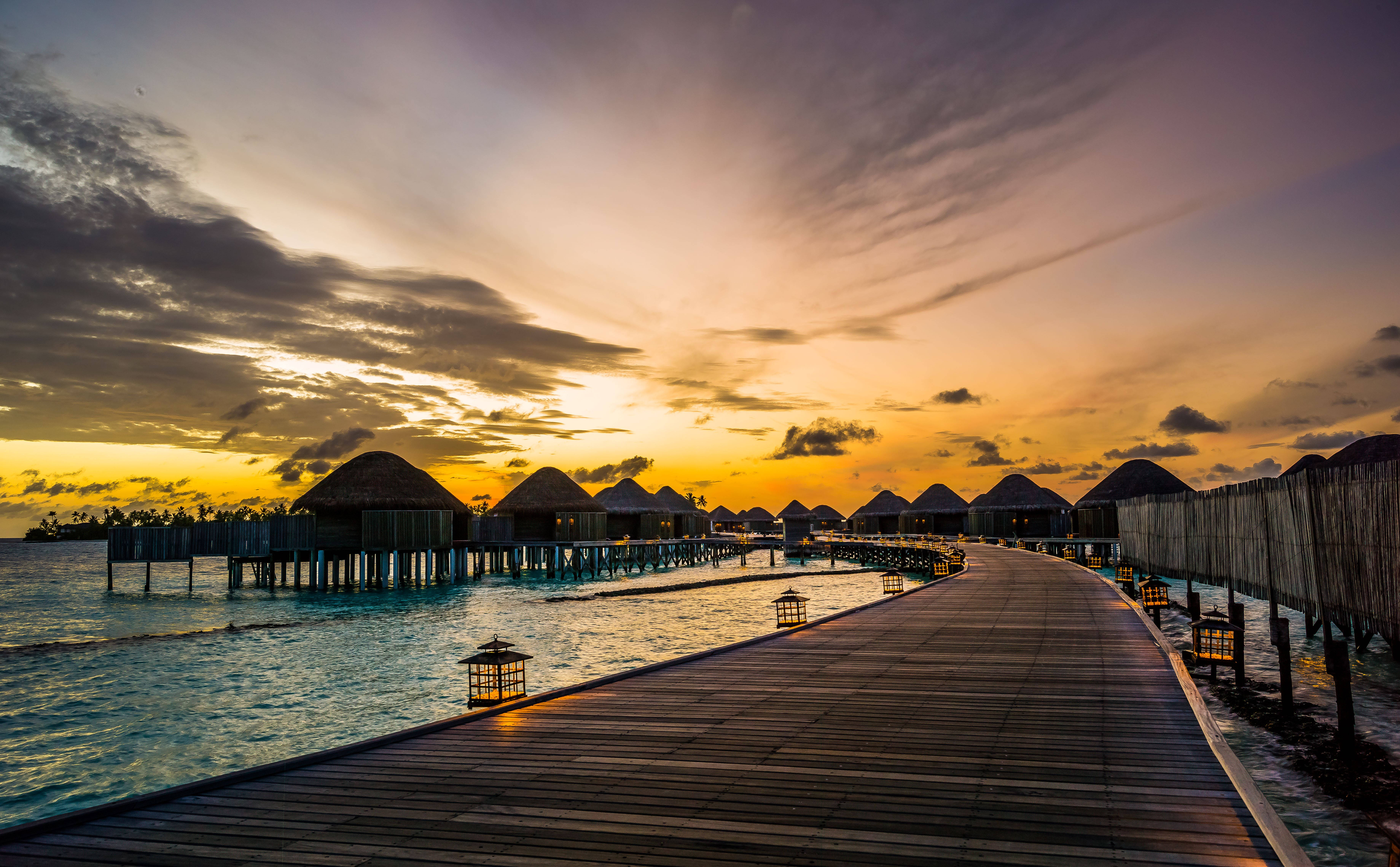 Maldives, sunrise, beach, 5K Desktop Wallpaper