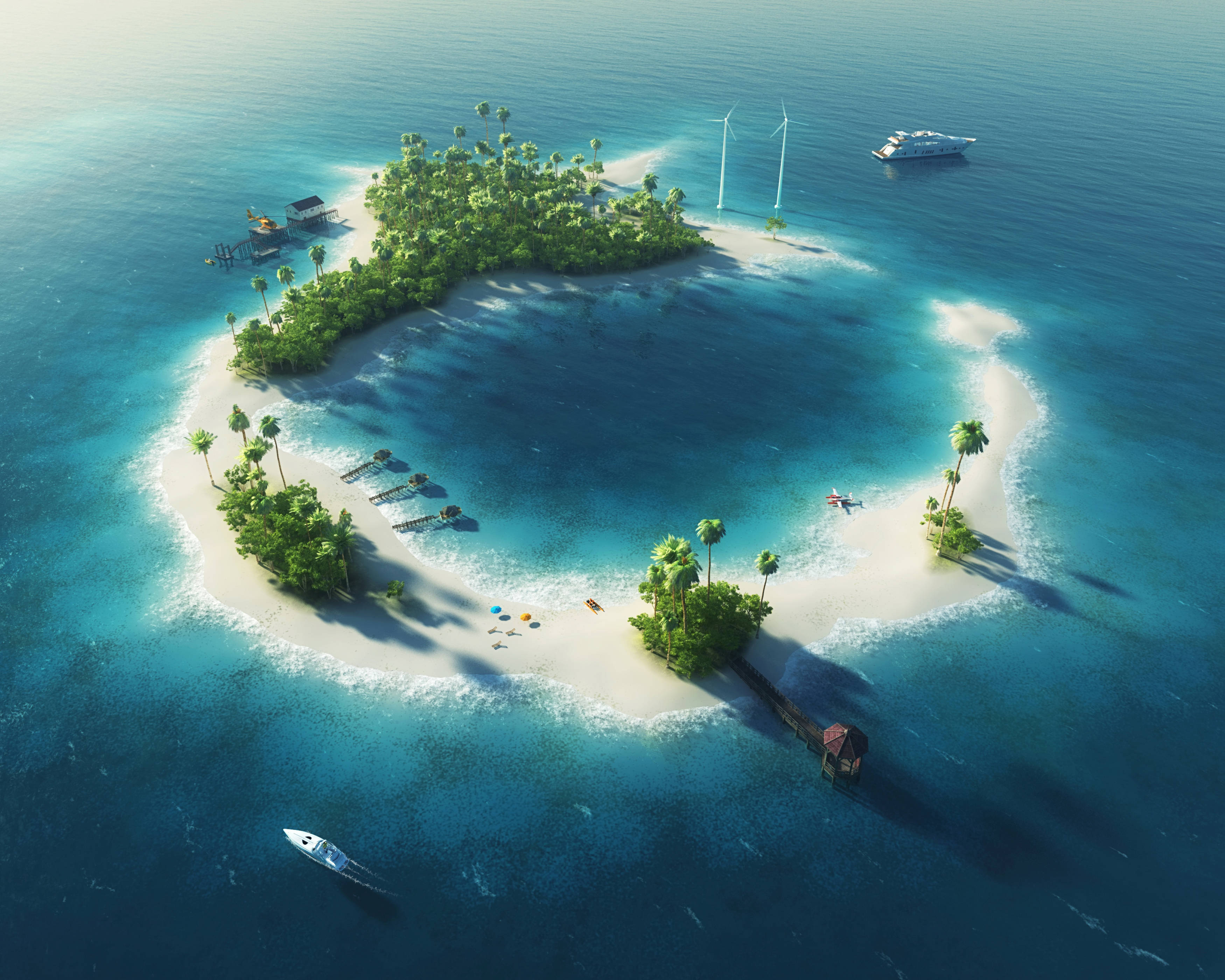 Maldives, tropical island, white sand beaches, 2K Desktop Wallpaper