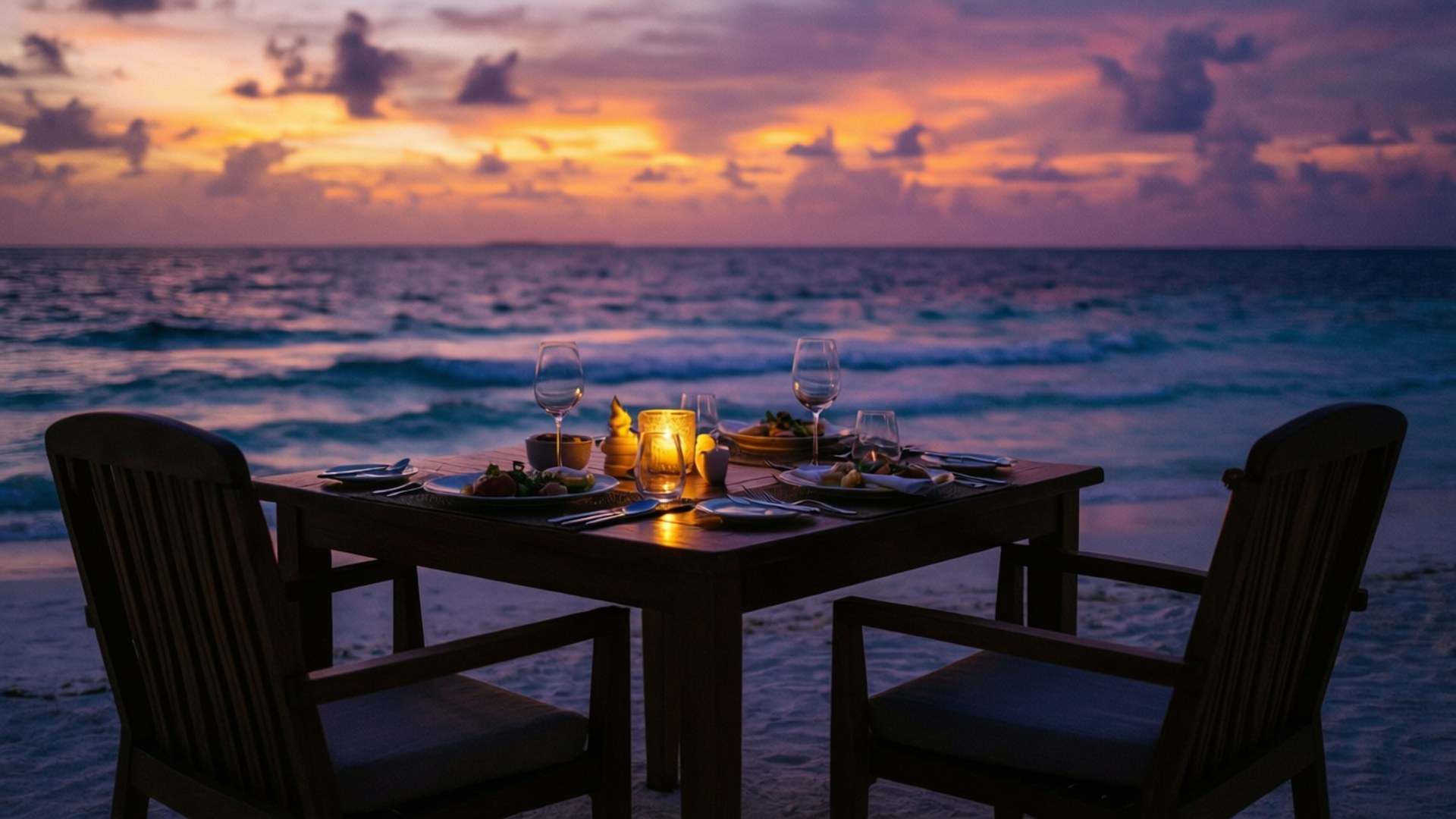 beach, candlelight, sandy beach, Full HD Desktop Wallpaper