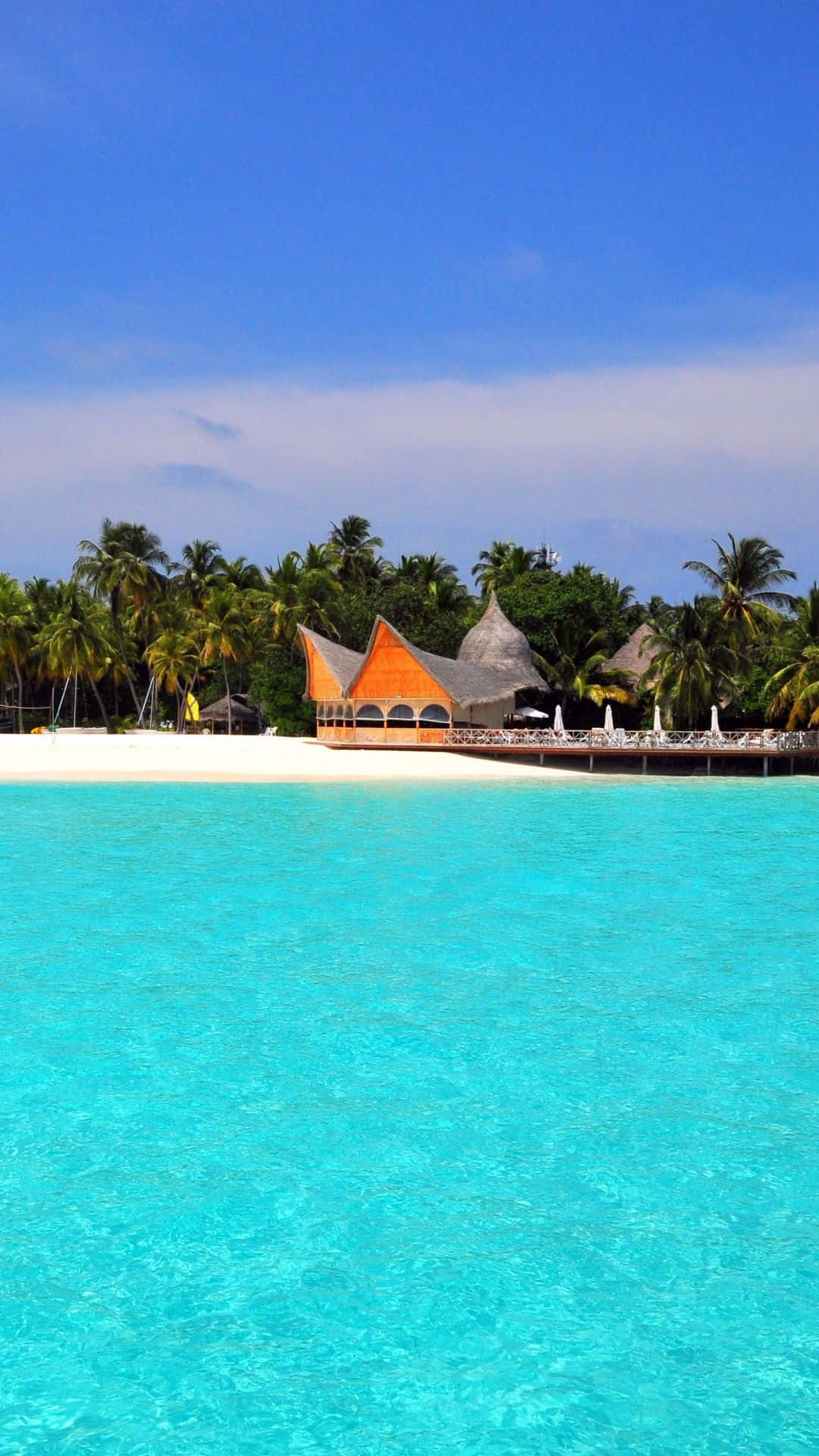Maldives, beach resort, turquoise waters, Full HD Phone Wallpaper