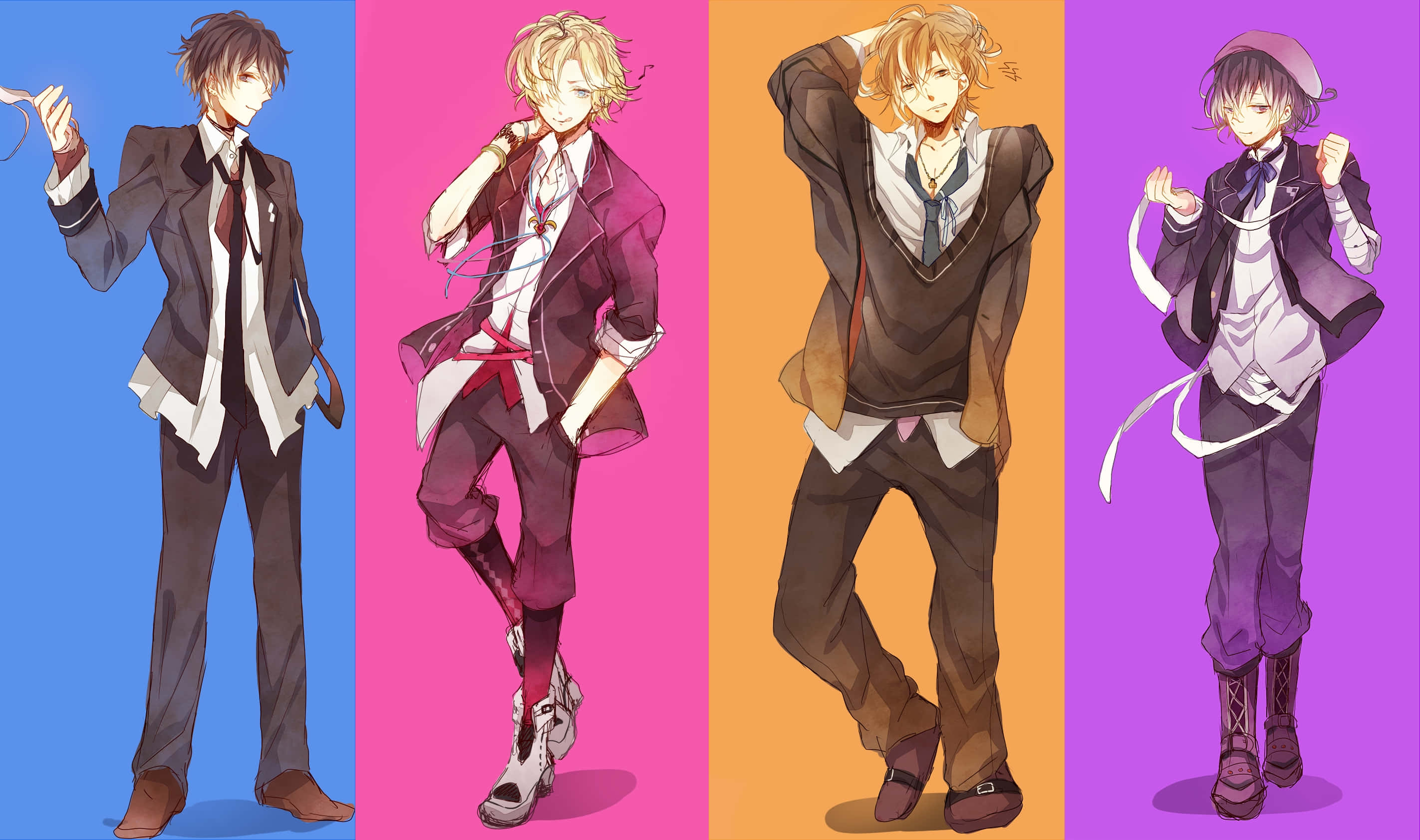 anime boys, stylish outfits, school uniforms, 2K Desktop Wallpaper