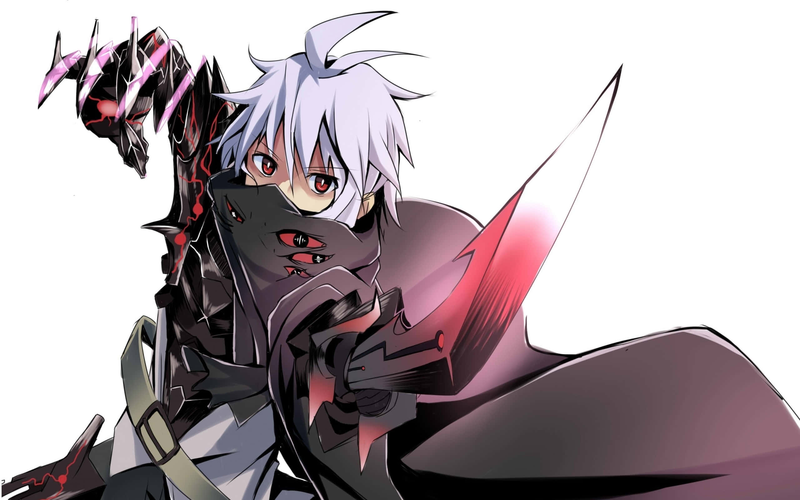 anime warrior, cybernetic arm, silver-haired, 2K Desktop Wallpaper