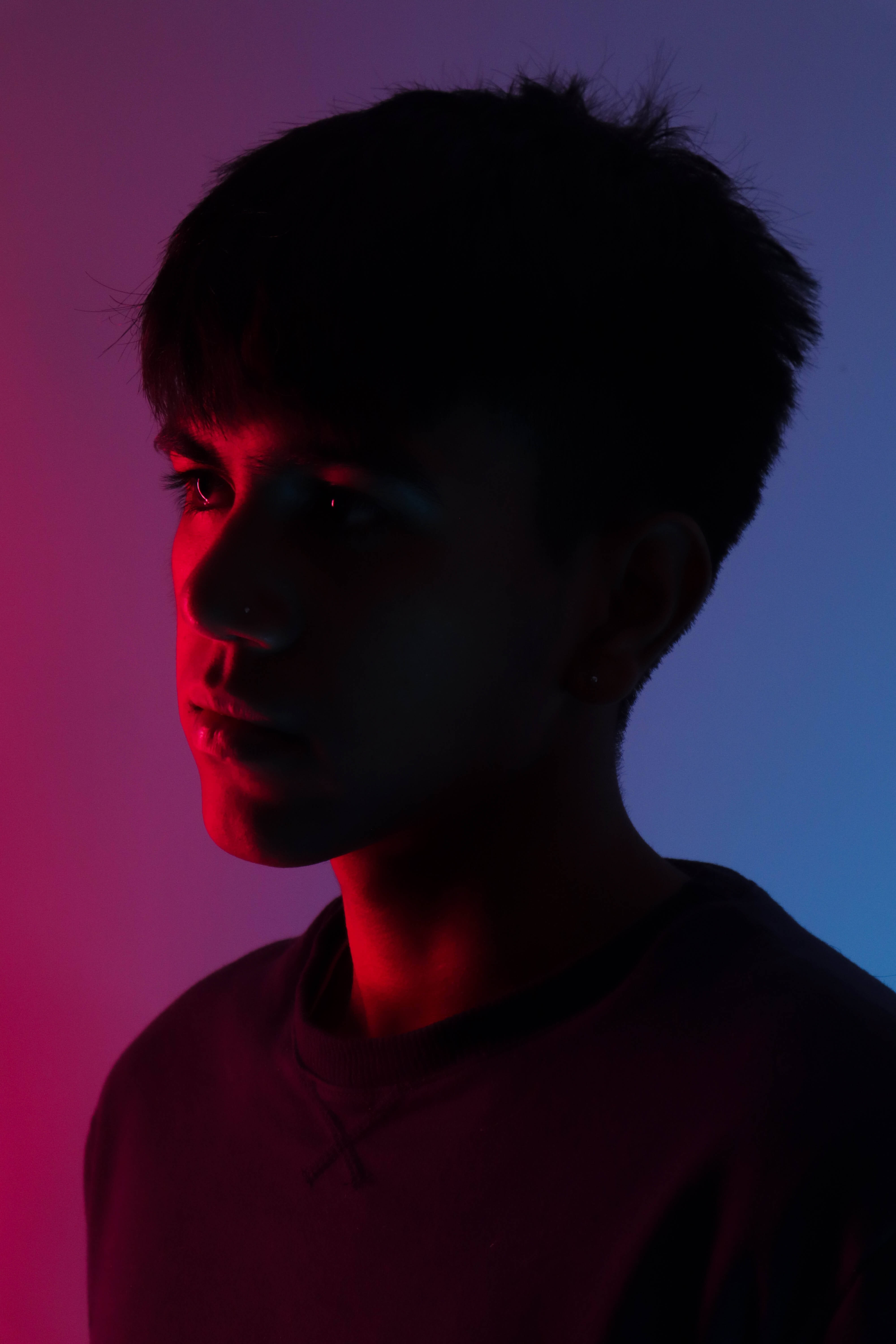 neon lights, red and blue neon light, gradient background, 5K Phone Wallpaper