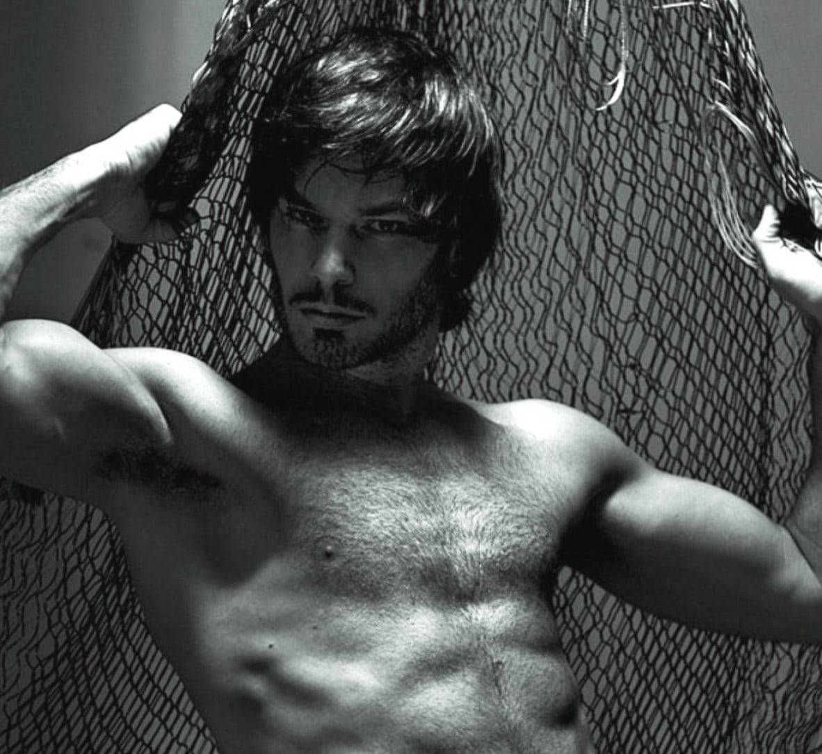 hunk model, male face, dark hair, SD Desktop Wallpaper