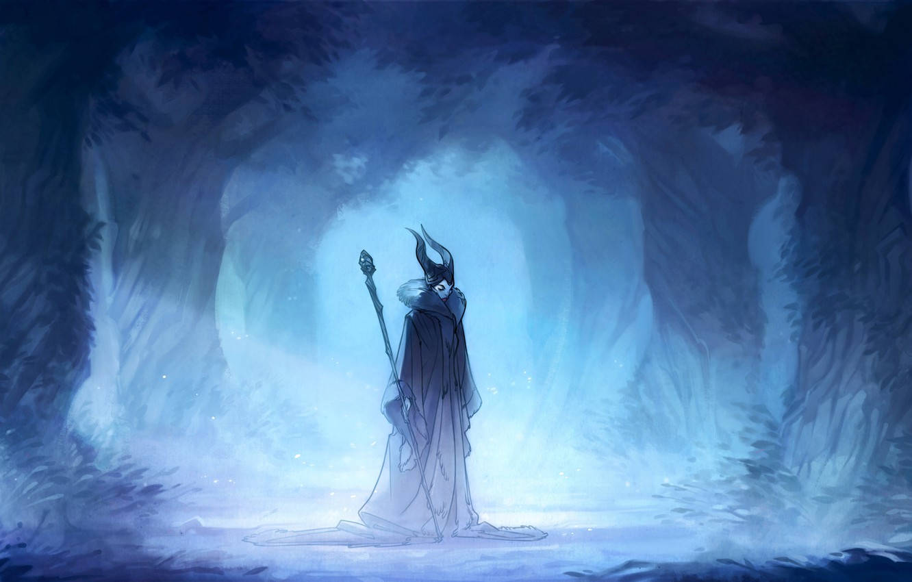 Maleficent, forest, glowing blue cavern, HD Desktop Wallpaper