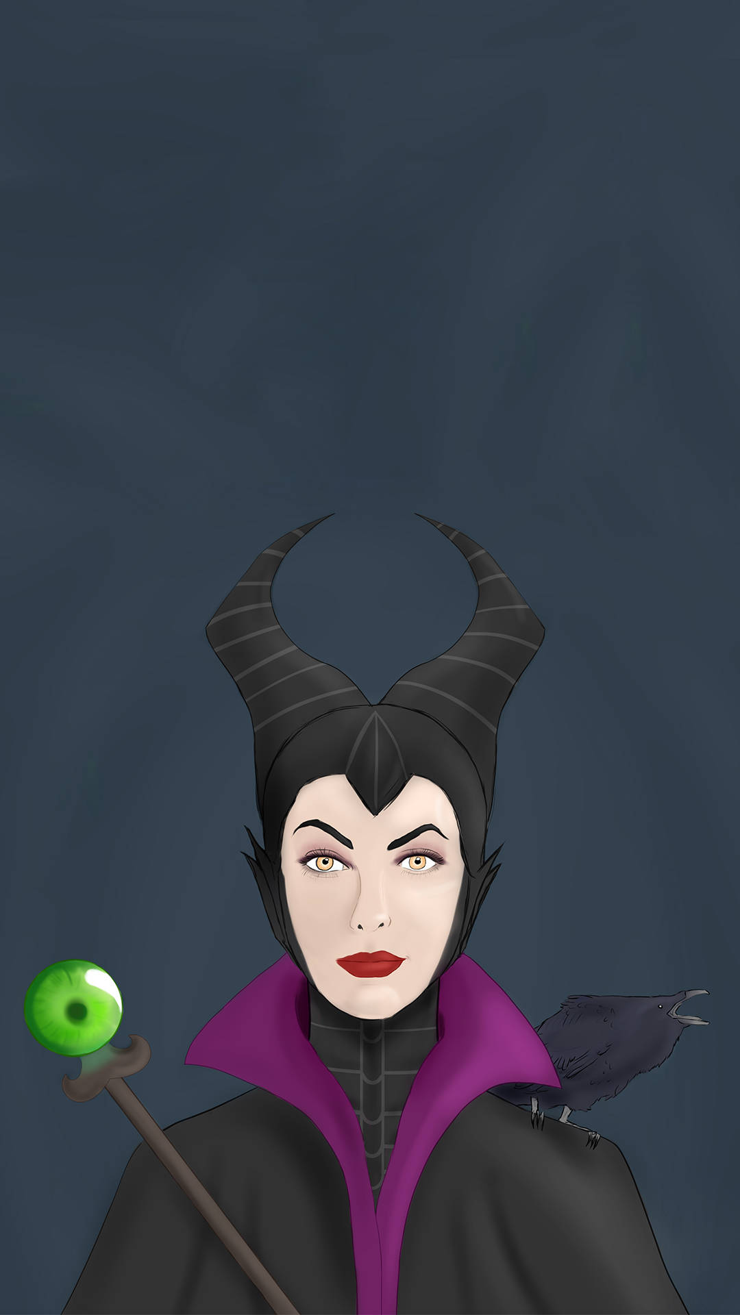 Maleficent, black horns, red lips, Full HD Phone Wallpaper