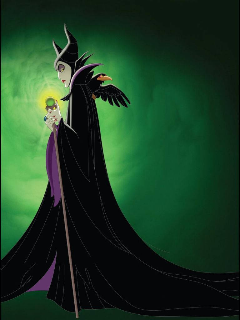 Maleficent, black robe, glowing orb, SD Phone Wallpaper