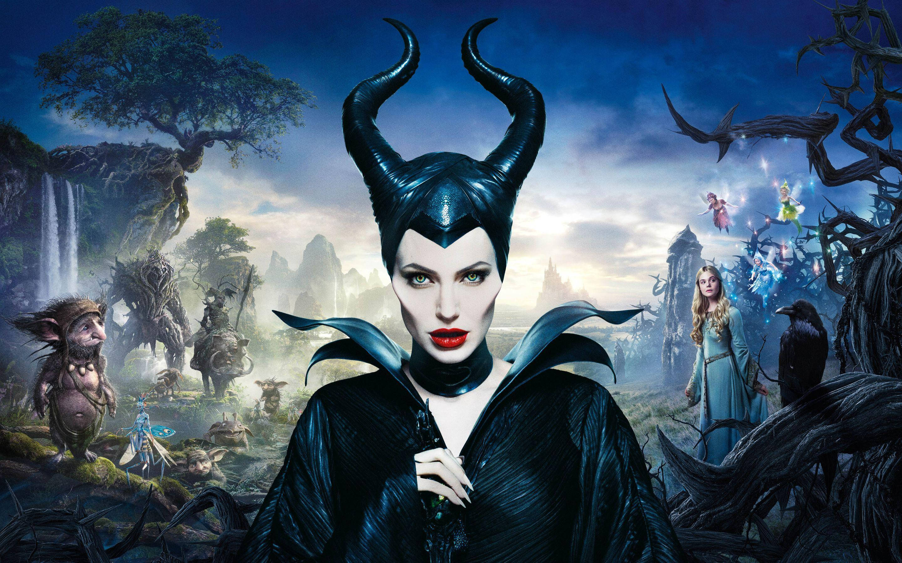 Maleficent, twisted trees, mystical creatures, 2K Desktop Wallpaper