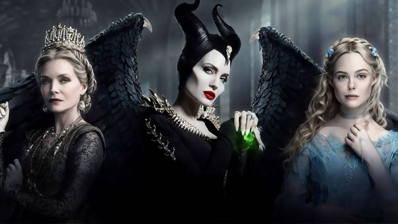Maleficent, dark wings, gothic castle, HD Desktop Wallpaper