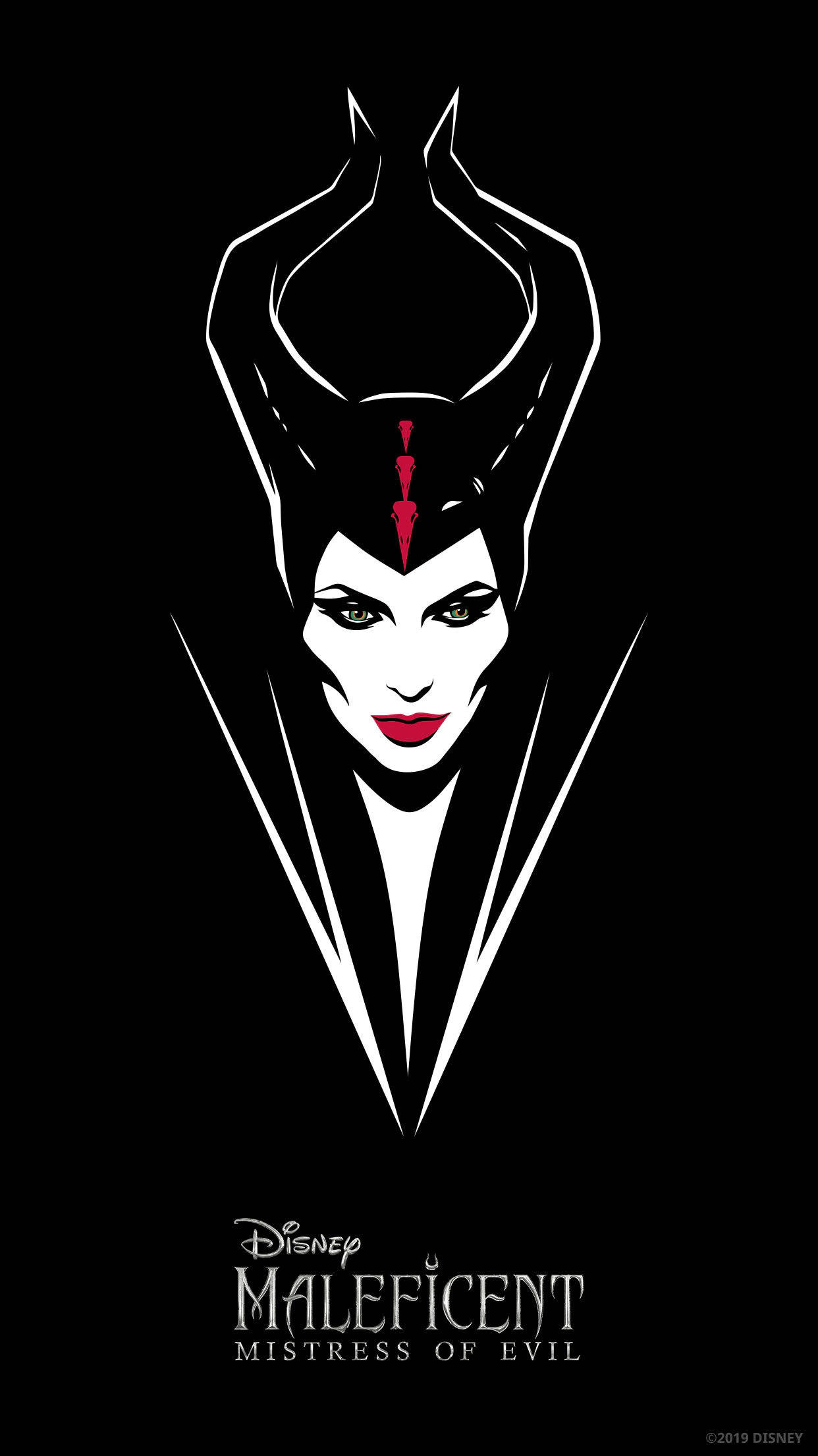 Maleficent, stark white silhouette, sharp horns, Full HD Phone Wallpaper