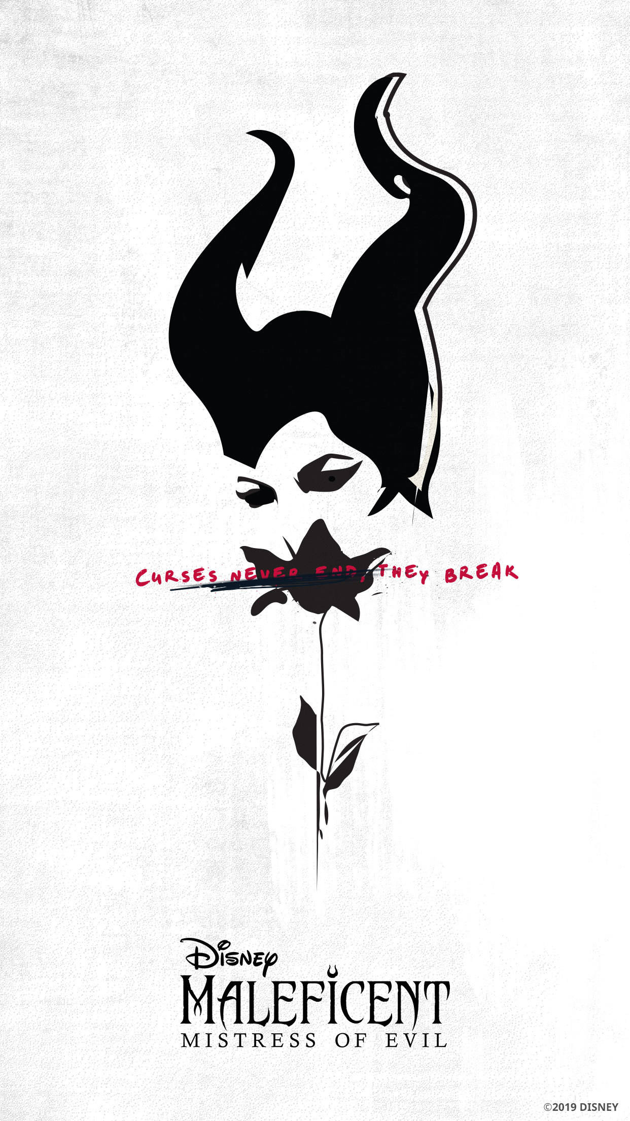 Maleficent, red text, black silhouette, Full HD Phone Wallpaper