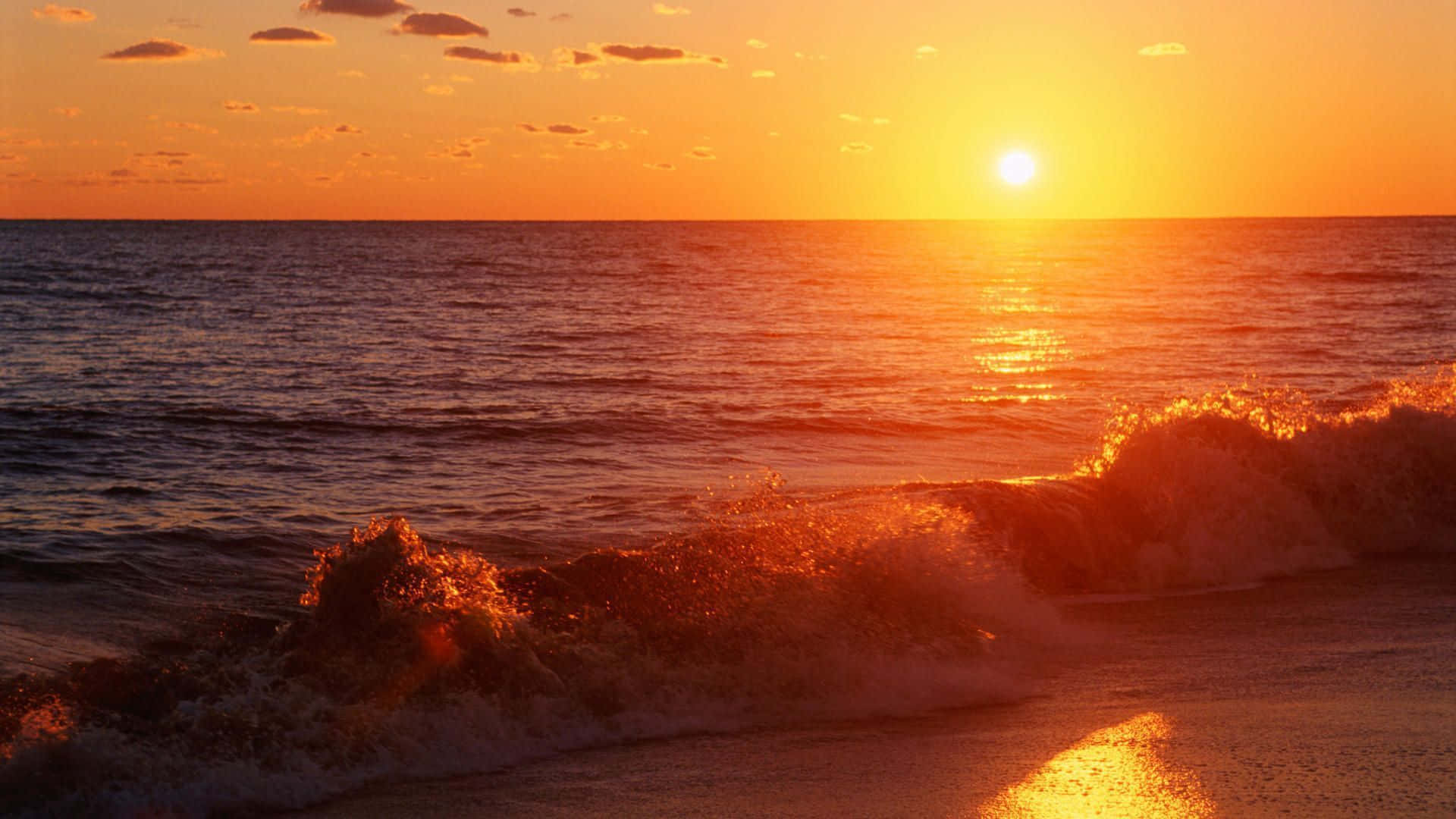 Malibu Beach, sunrise, golden sunset, Full HD Desktop Wallpaper
