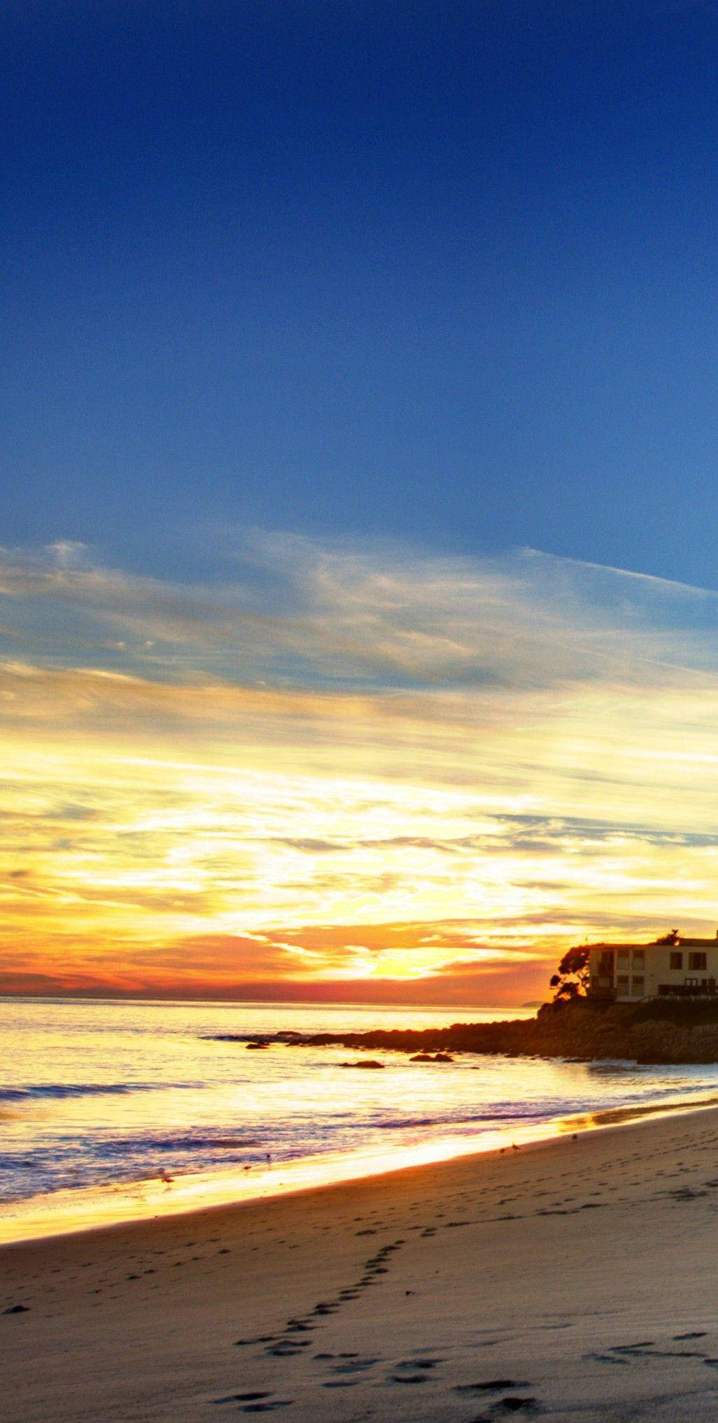 Malibu Beach, sunset, sandy beach, Full HD Phone Wallpaper