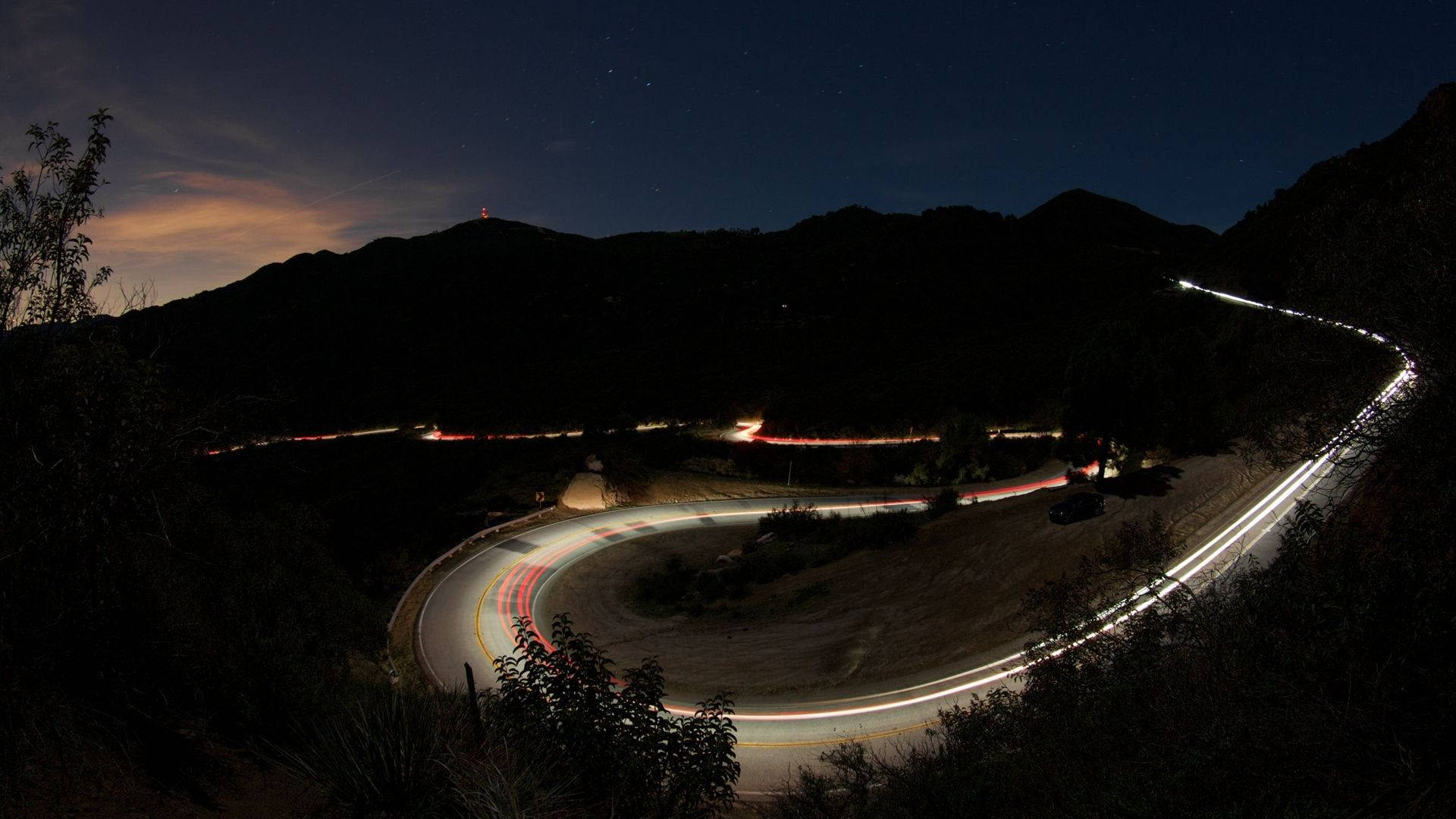 Malibu California, mountain road, night, Full HD Desktop Wallpaper