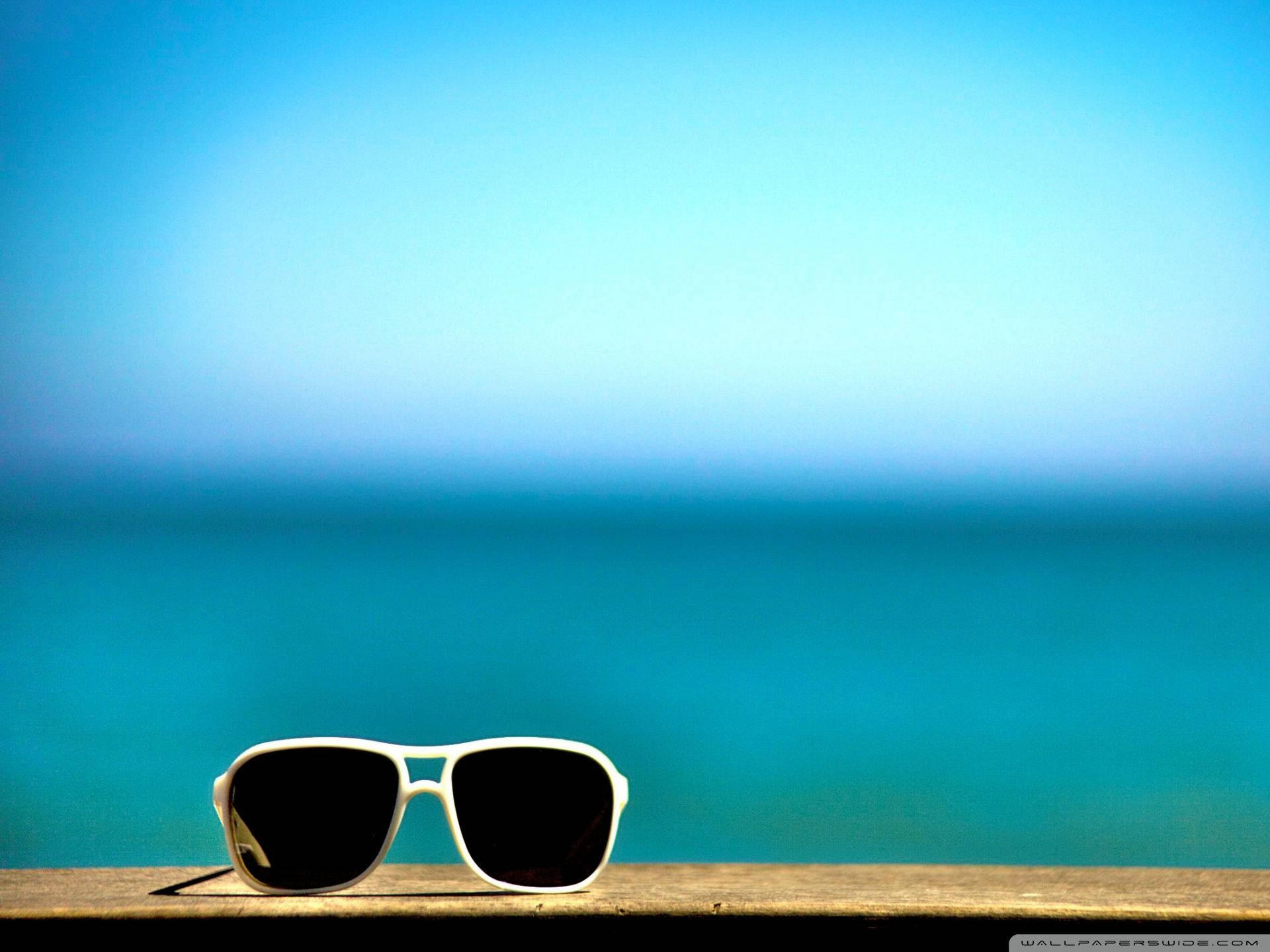 Malibu California, white sunglasses, wooden railing, Full HD Desktop Wallpaper