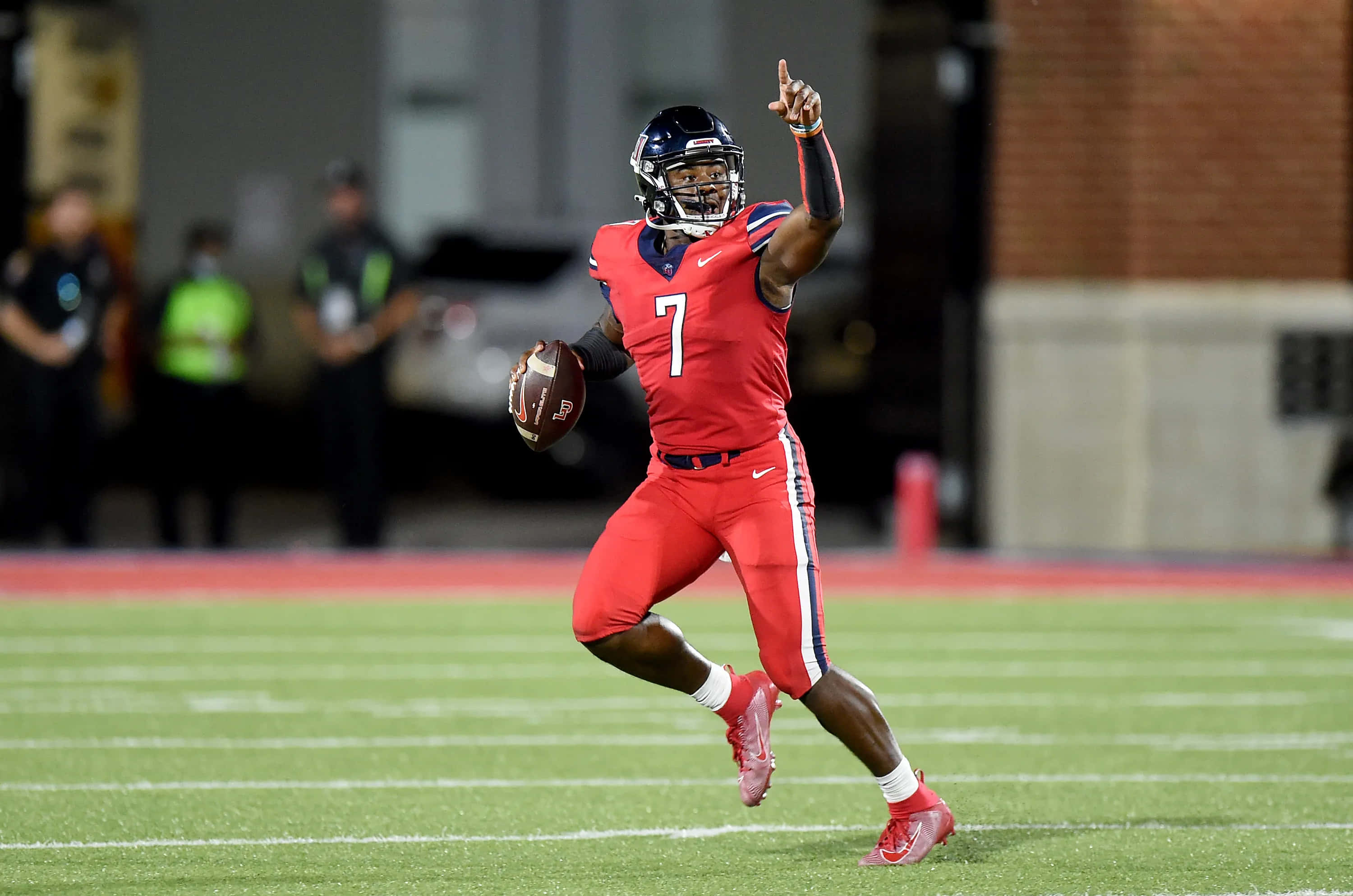 Malik Willis, red uniform, number 7, 2K Desktop Wallpaper