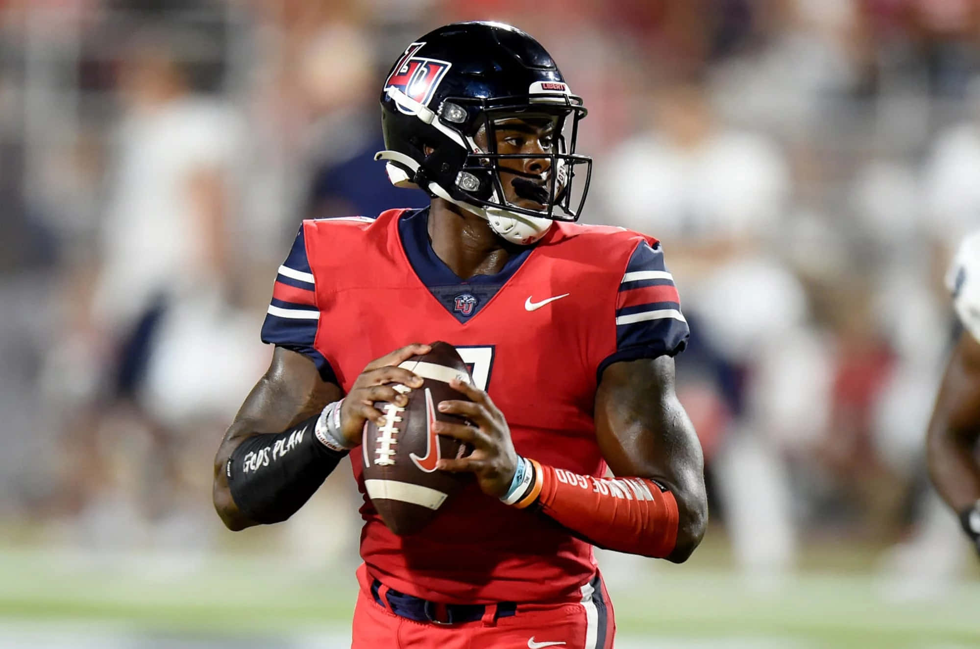 Malik Willis, quarterback, red uniform, Full HD Desktop Wallpaper