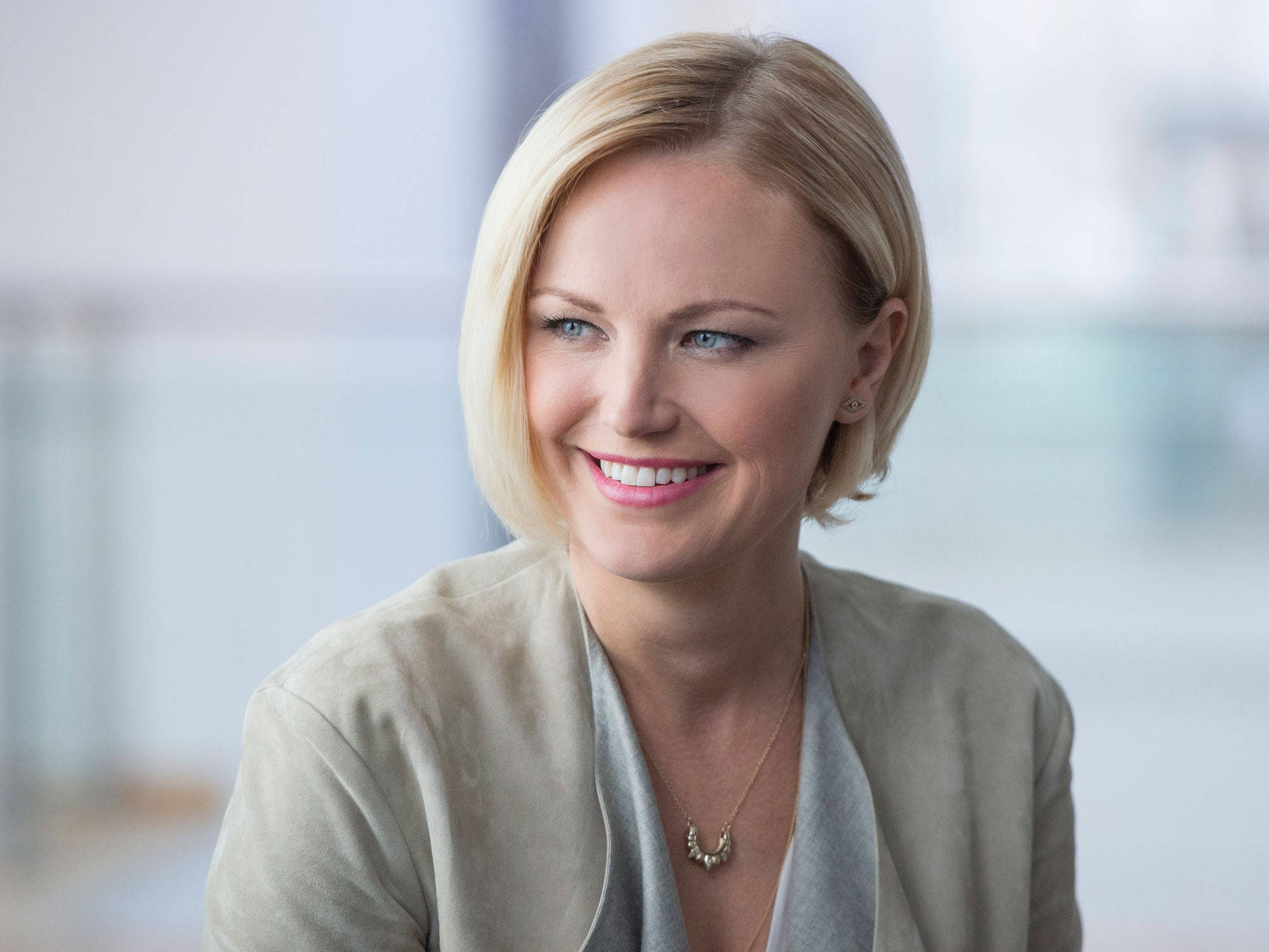 Malin Akerman, short blonde hair, blue eyes, Full HD Desktop Wallpaper
