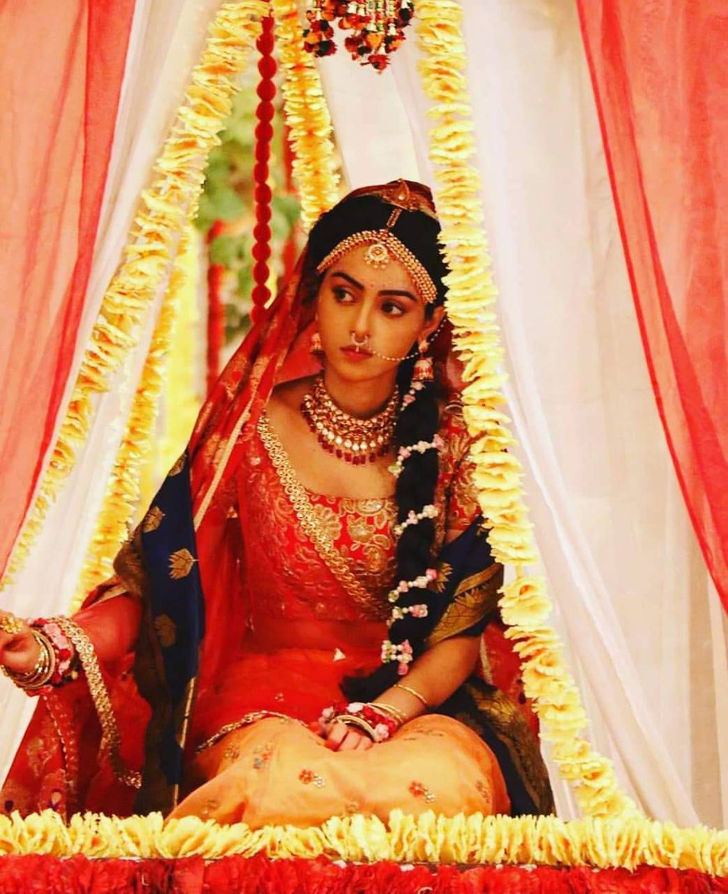 Mallika Singh, lavish ceremony, red and gold traditional attire, HD Phone Wallpaper