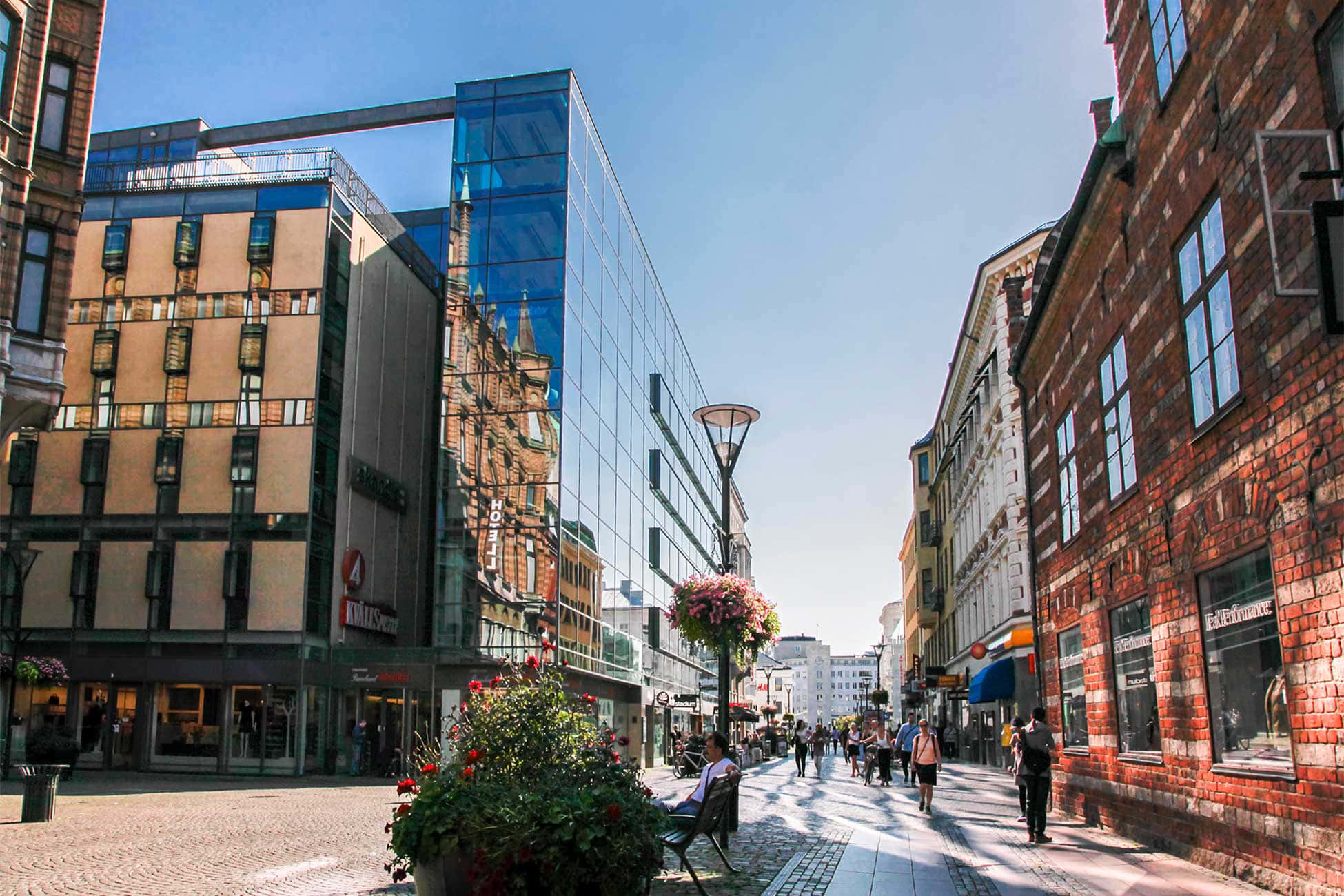 Malmö, urban street, historic brick buildings, Full HD Desktop Wallpaper