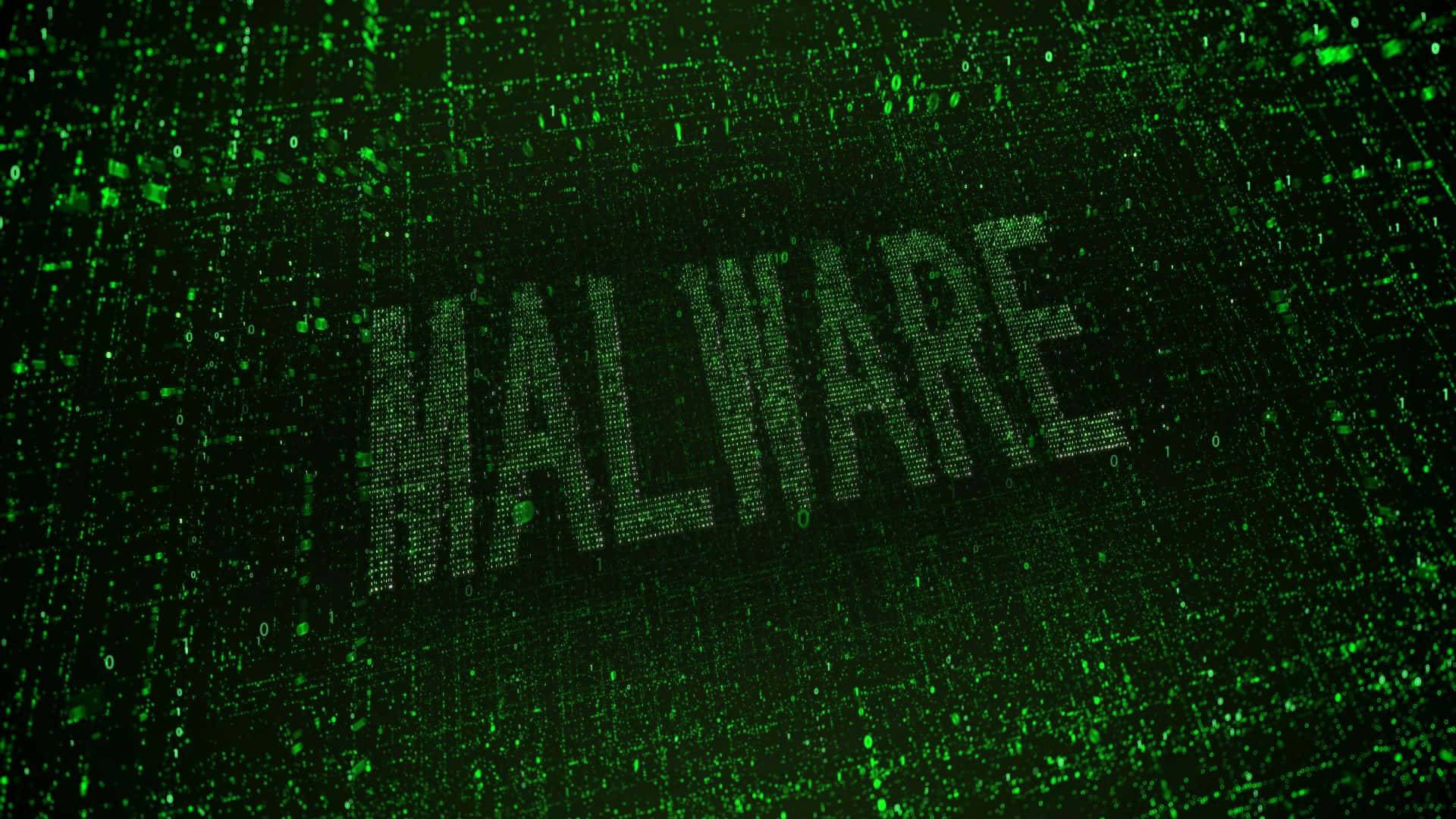 Malware, green digital pixels, dark background, Full HD Desktop Wallpaper