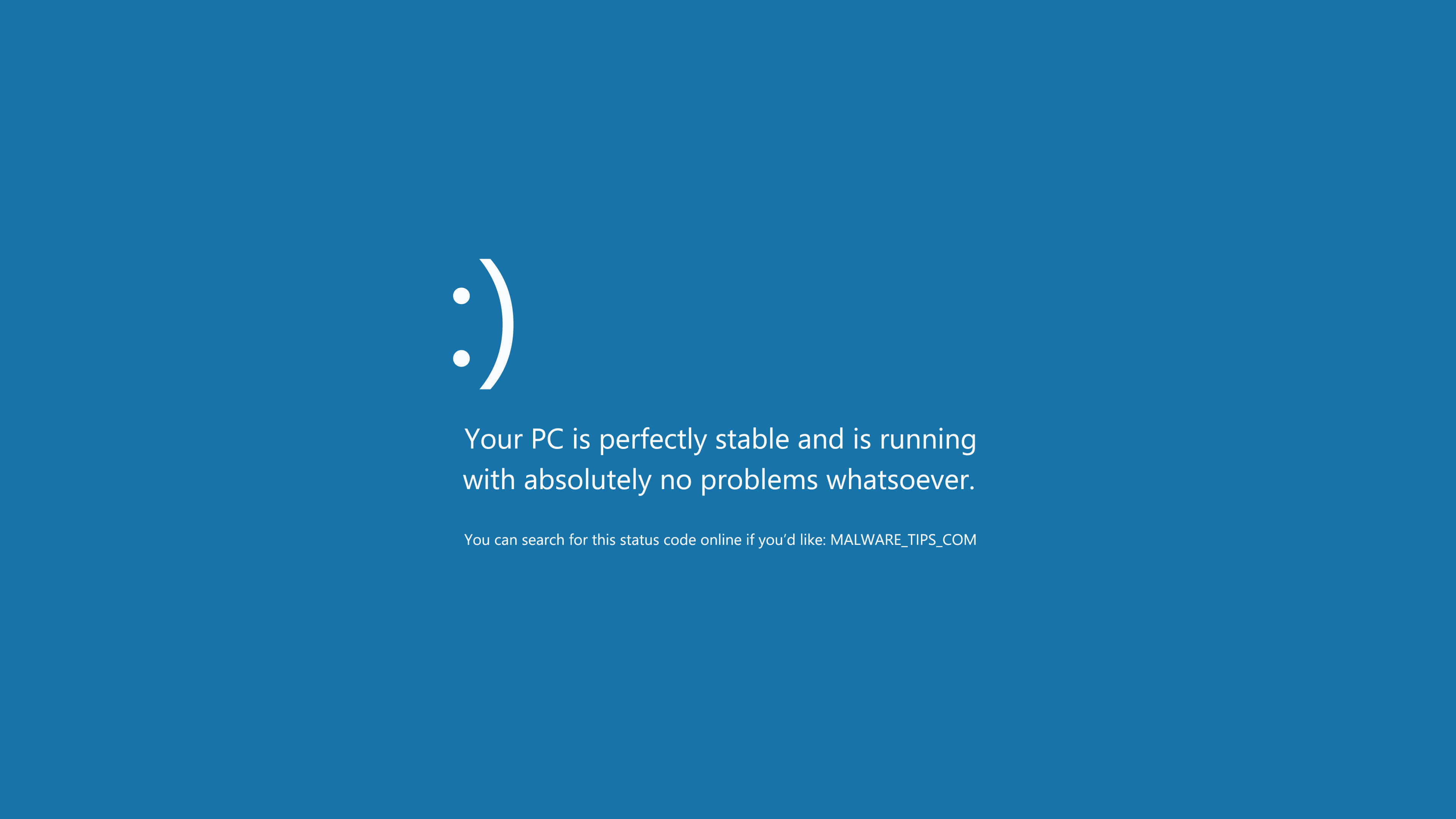 Malware, solid blue screen, smiling face icon, 4K Desktop Wallpaper