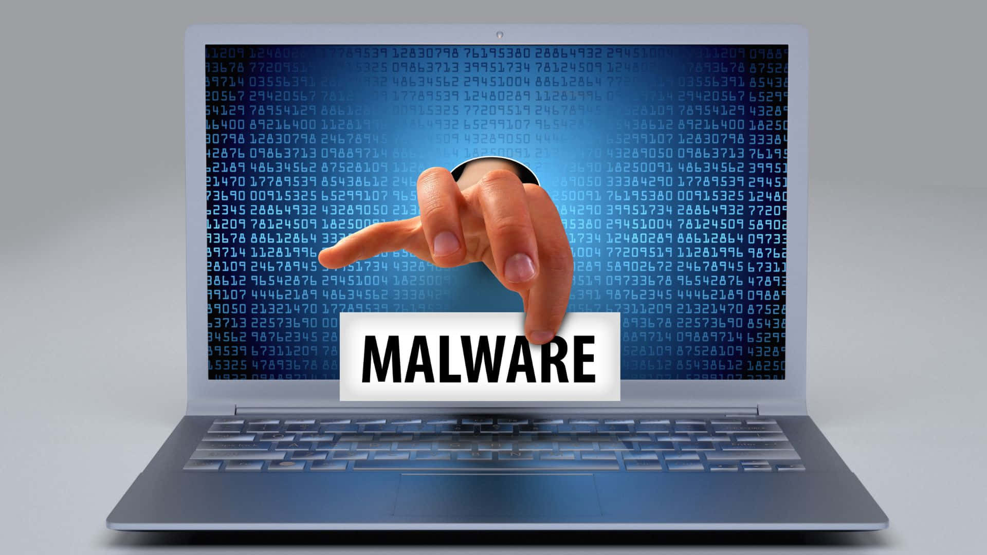 malware, laptop screen, binary code, Full HD Desktop Wallpaper
