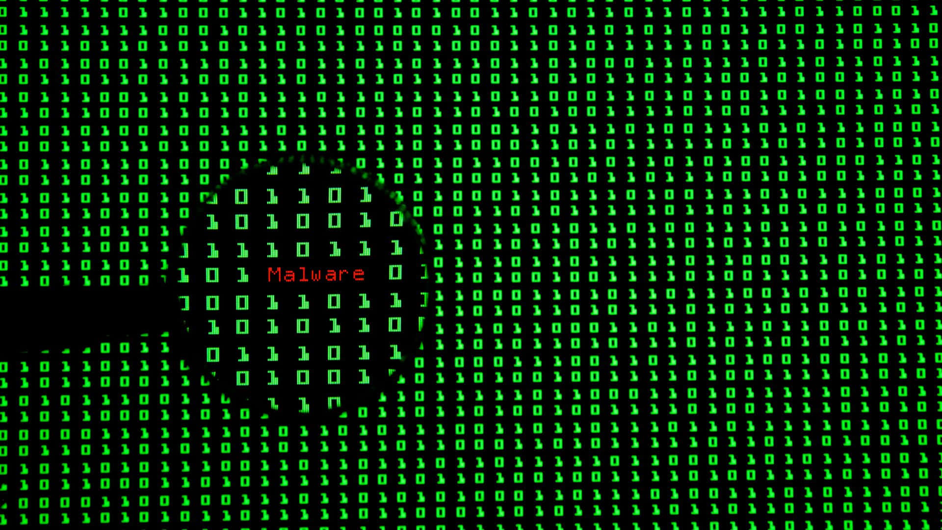 Malware, green binary code, red text, Full HD Desktop Wallpaper