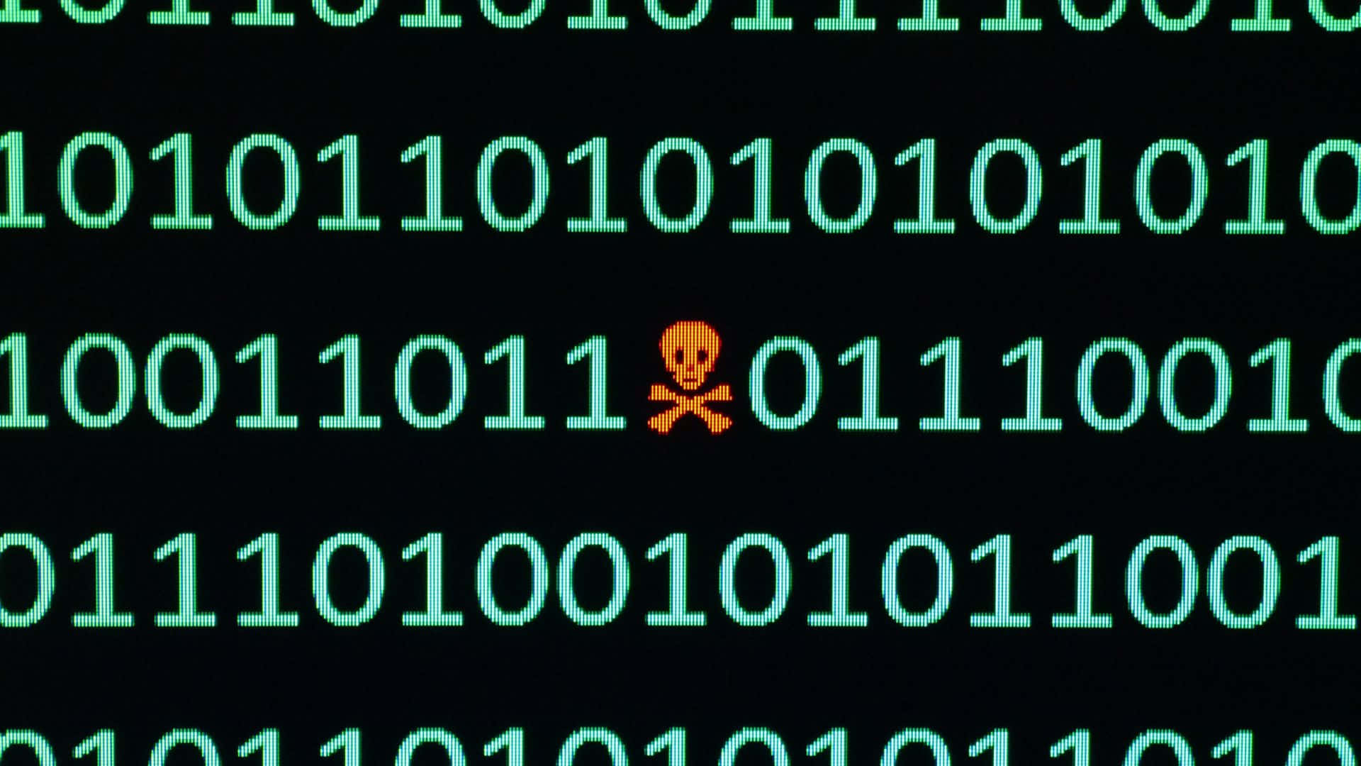 Malware, green binary code, black screen, Full HD Desktop Wallpaper