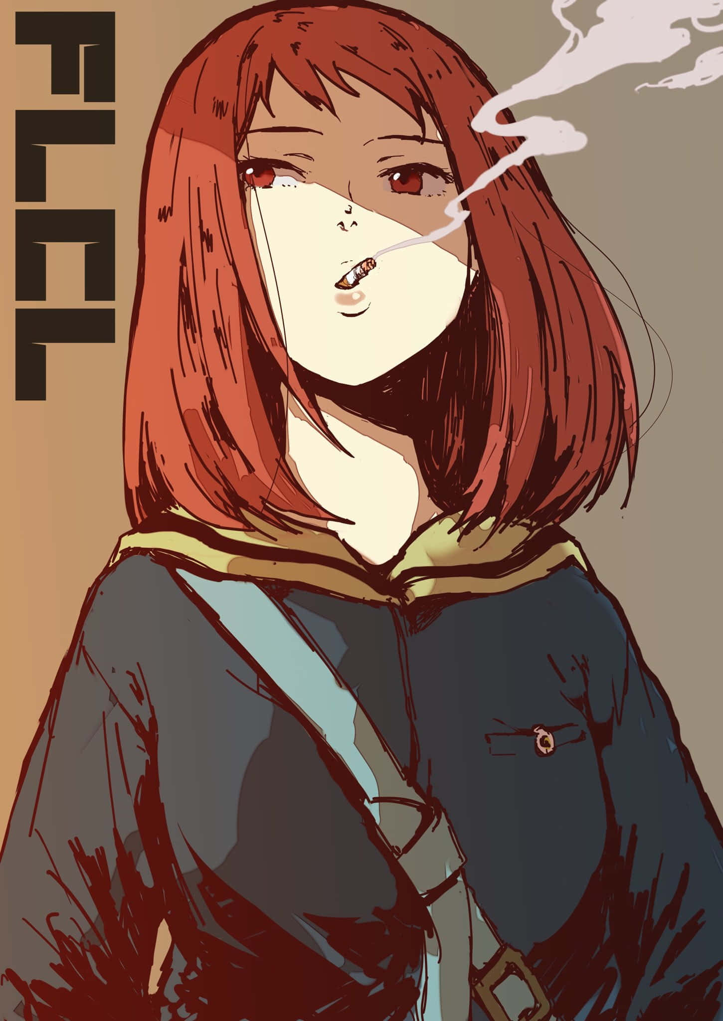 Mamimi Samejima, red-haired anime girl, cigarette, Full HD Phone Wallpaper