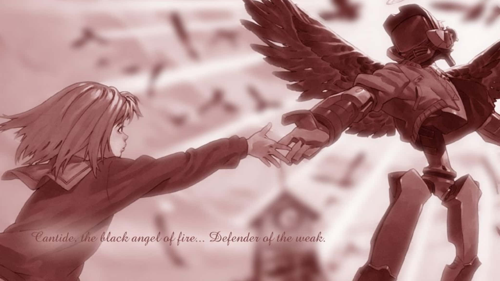 Mamimi Samejima, bridge, winged armored angel, Full HD Desktop Wallpaper