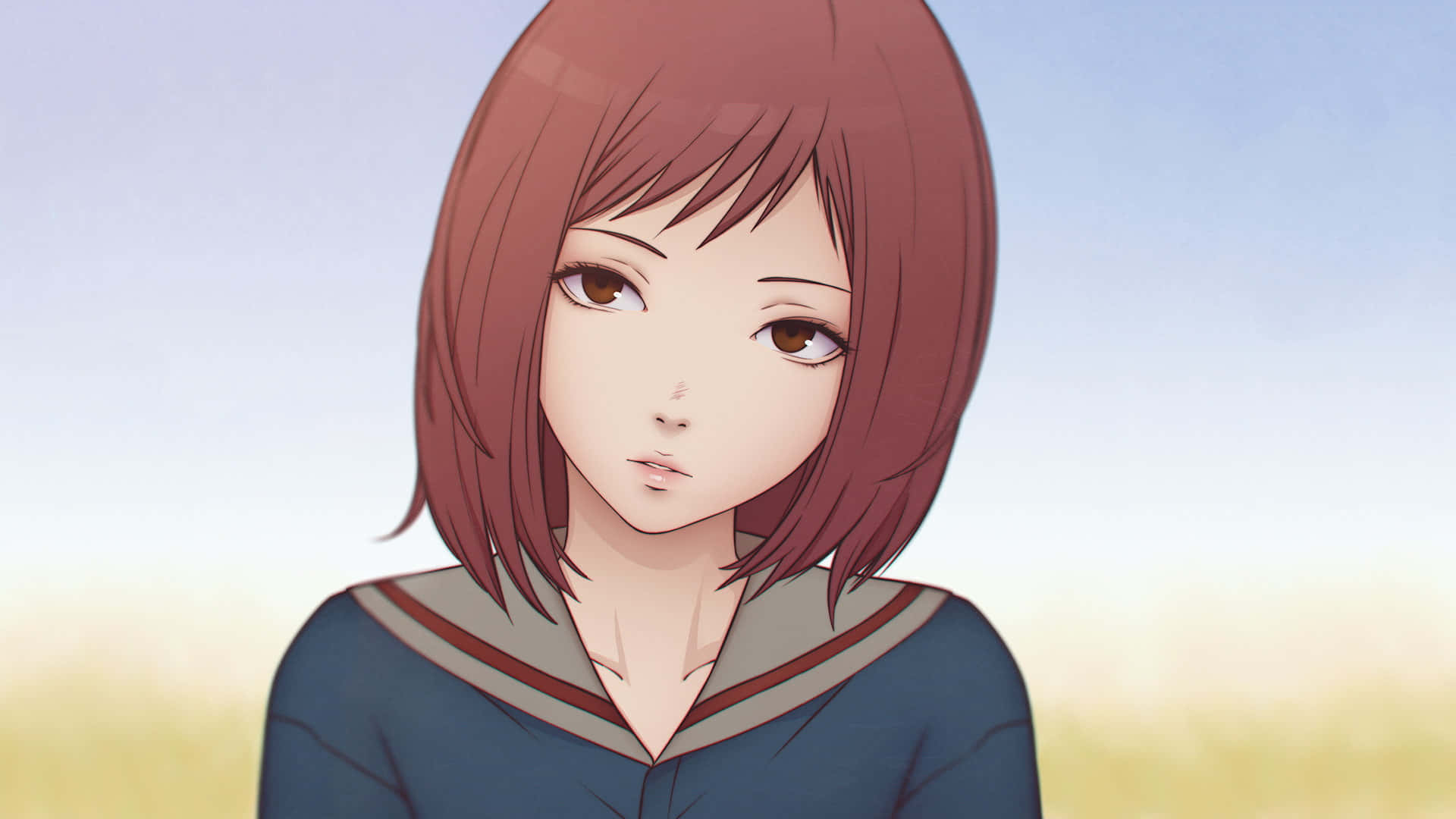 Mamimi Samejima, sailor uniform, short brown hair, Full HD Desktop Wallpaper