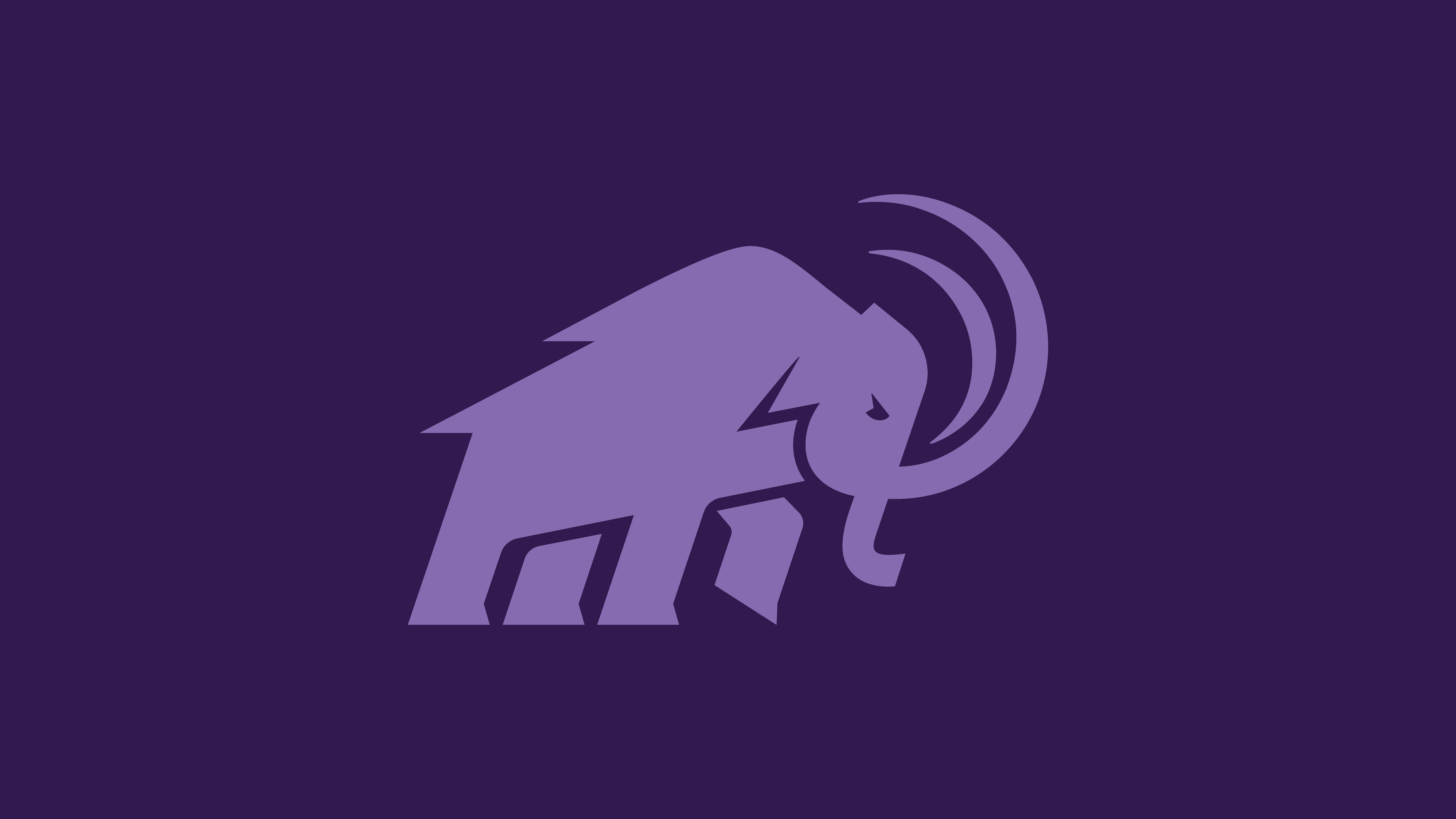 Purple Mammoth Logo, stylized elephant, curved tusks, 5K Desktop Wallpaper