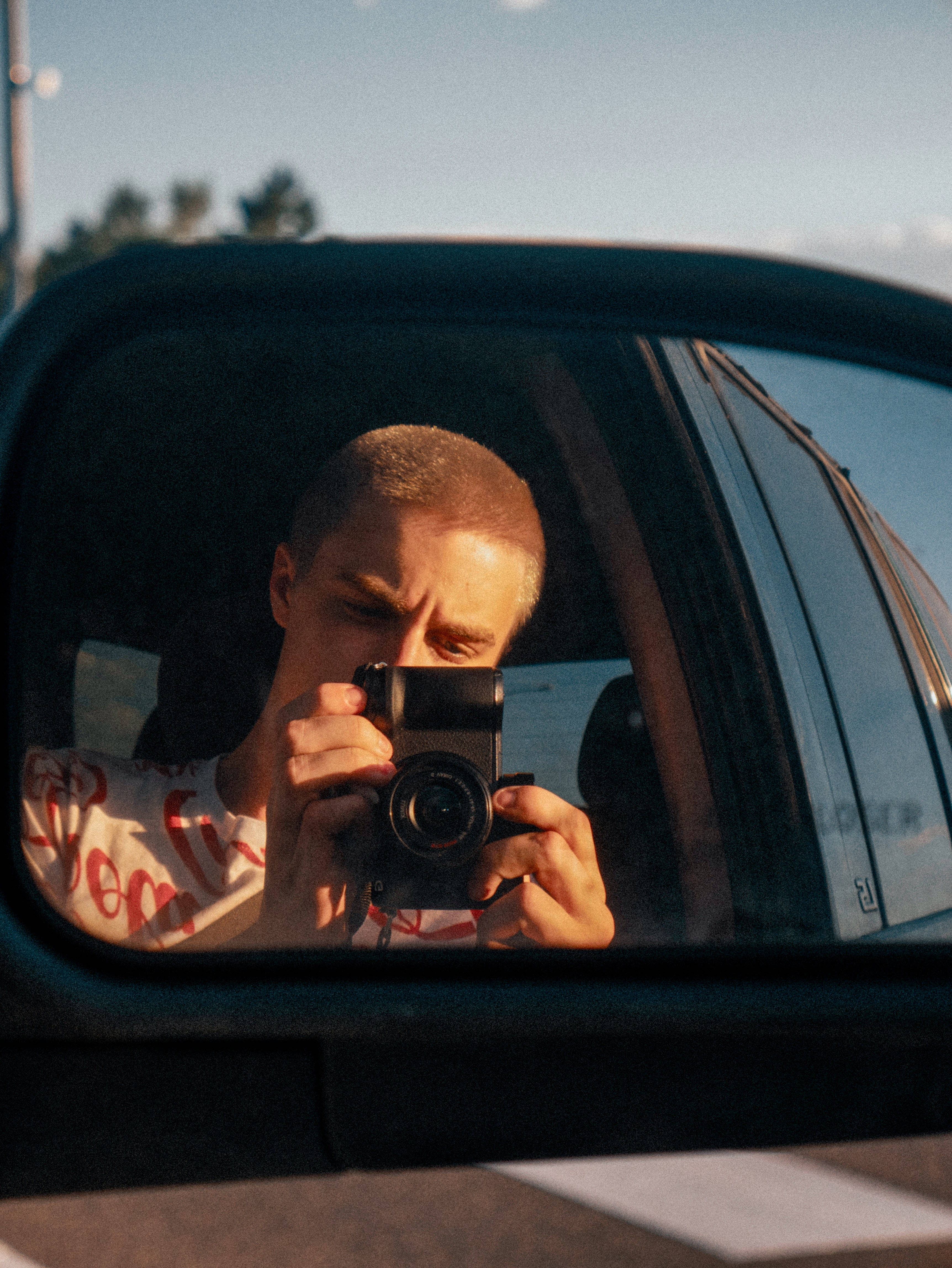 mirror selfie, camera, car, 4K Phone Wallpaper