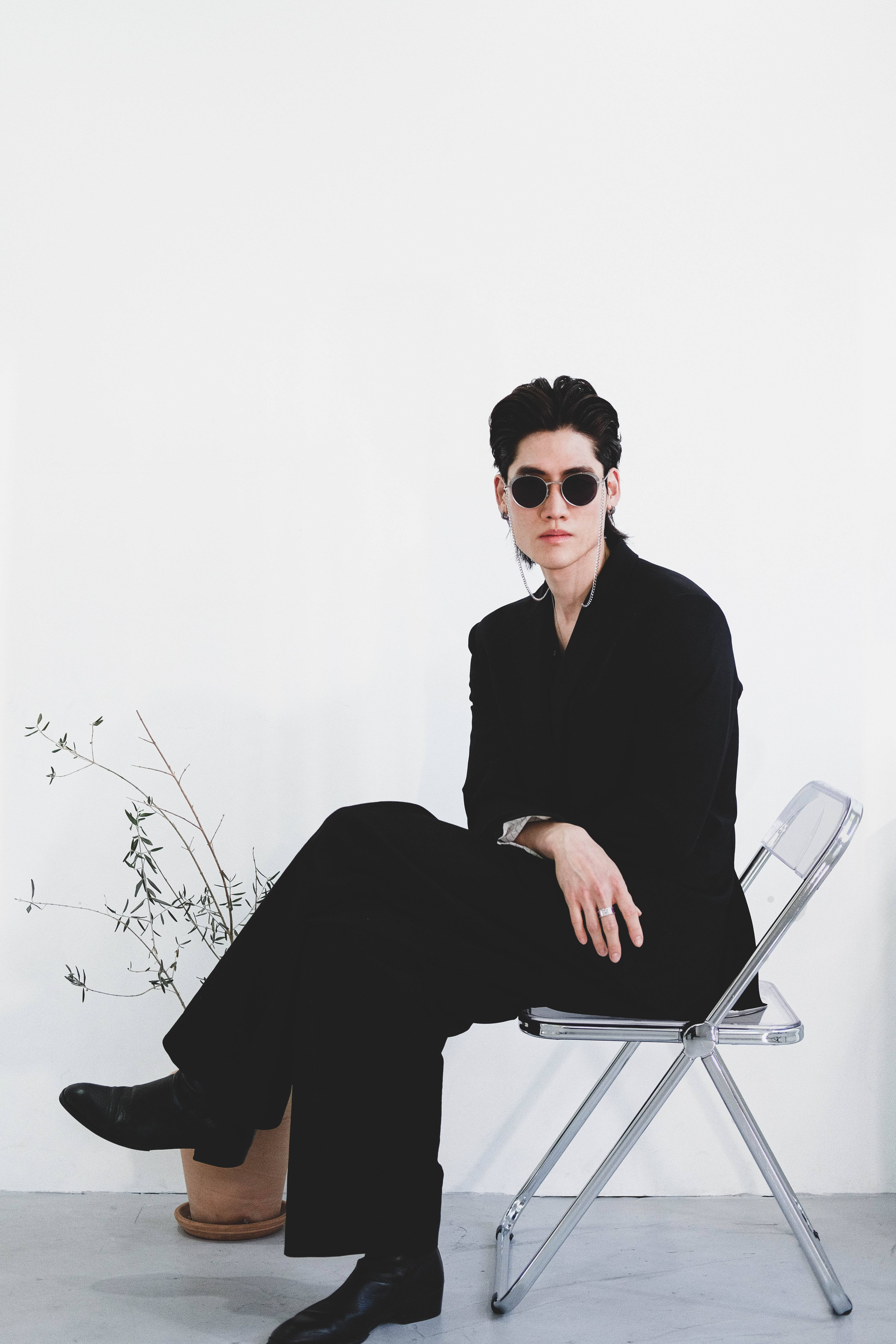 all black, clear chair, stark white wall, 5K Phone Wallpaper