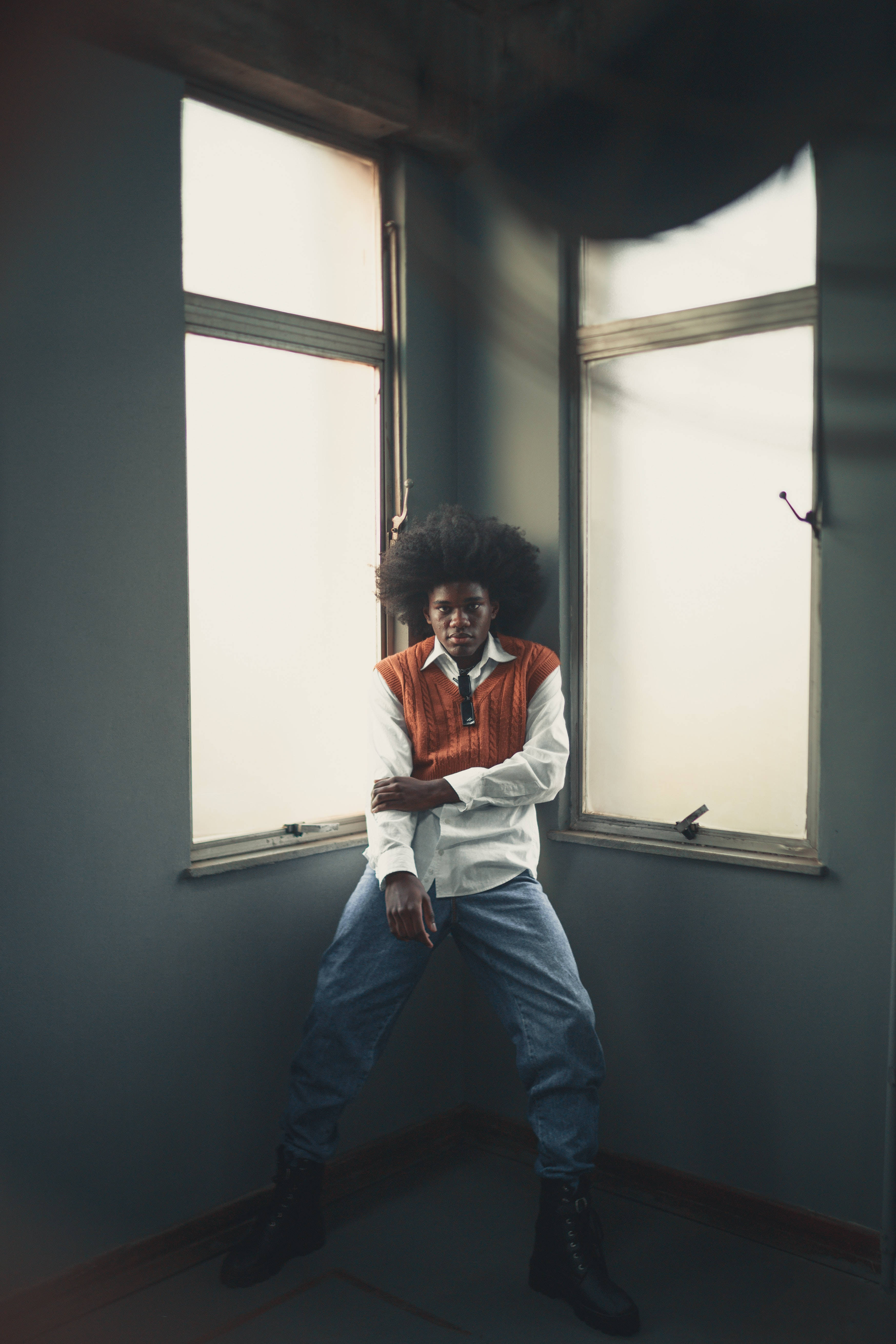 afro, dim room, soft daylight, 5K Phone Wallpaper