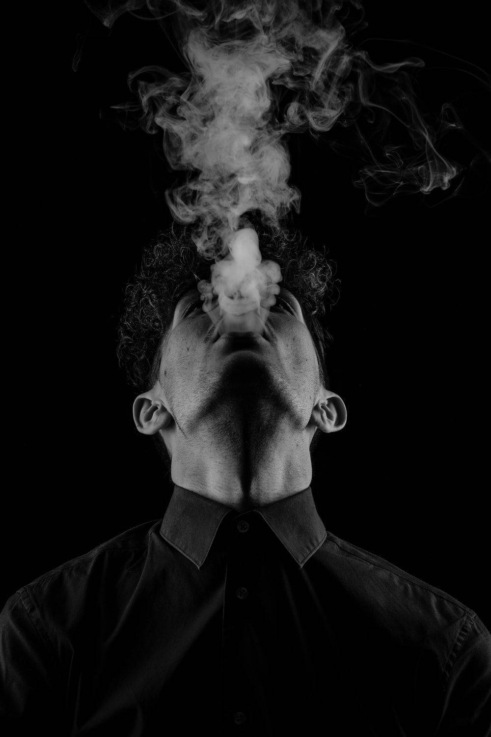 cigarette smoke, dark shirt, black background, HD Phone Wallpaper