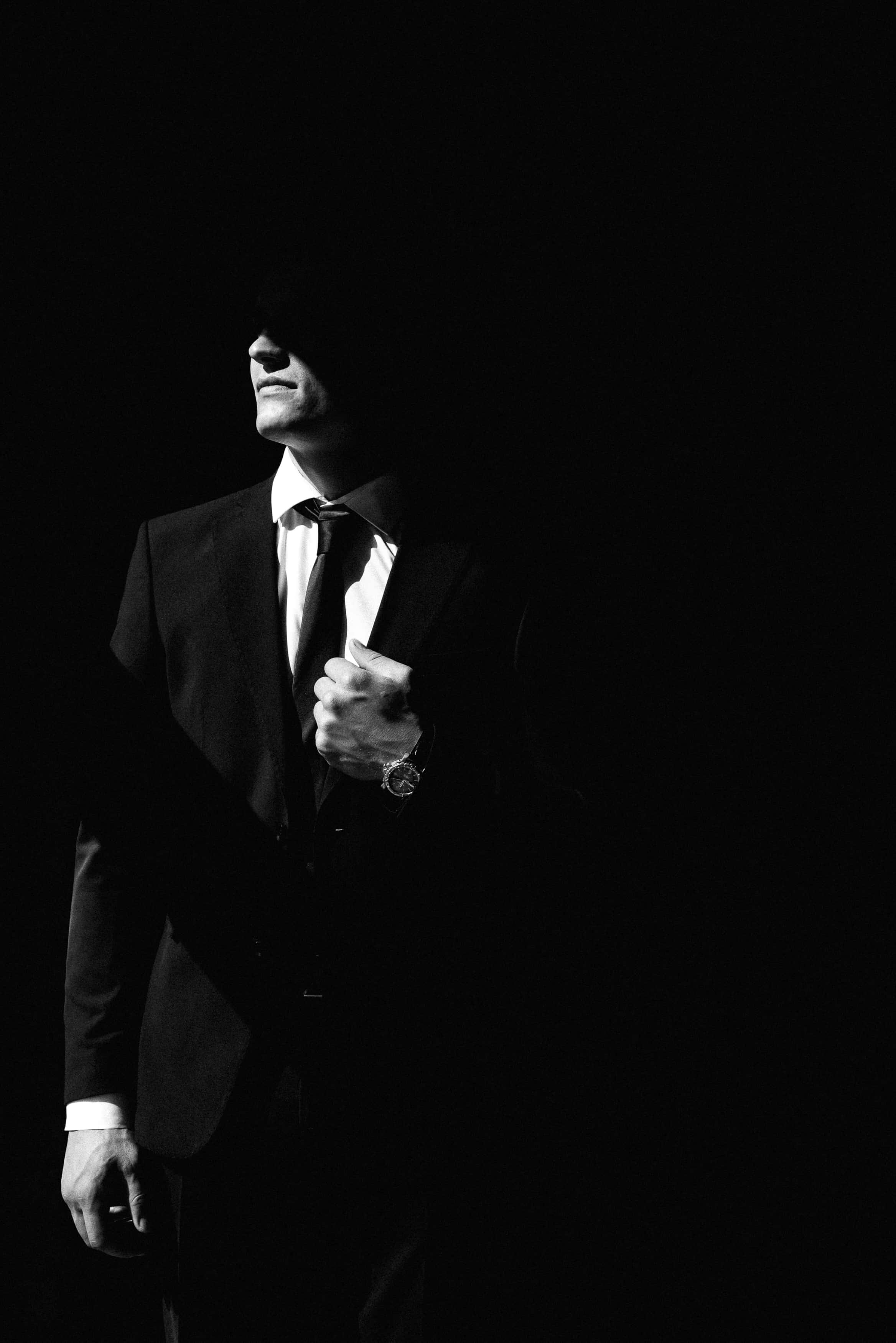 Man In Suit, dark mode, suit, 2K Phone Wallpaper