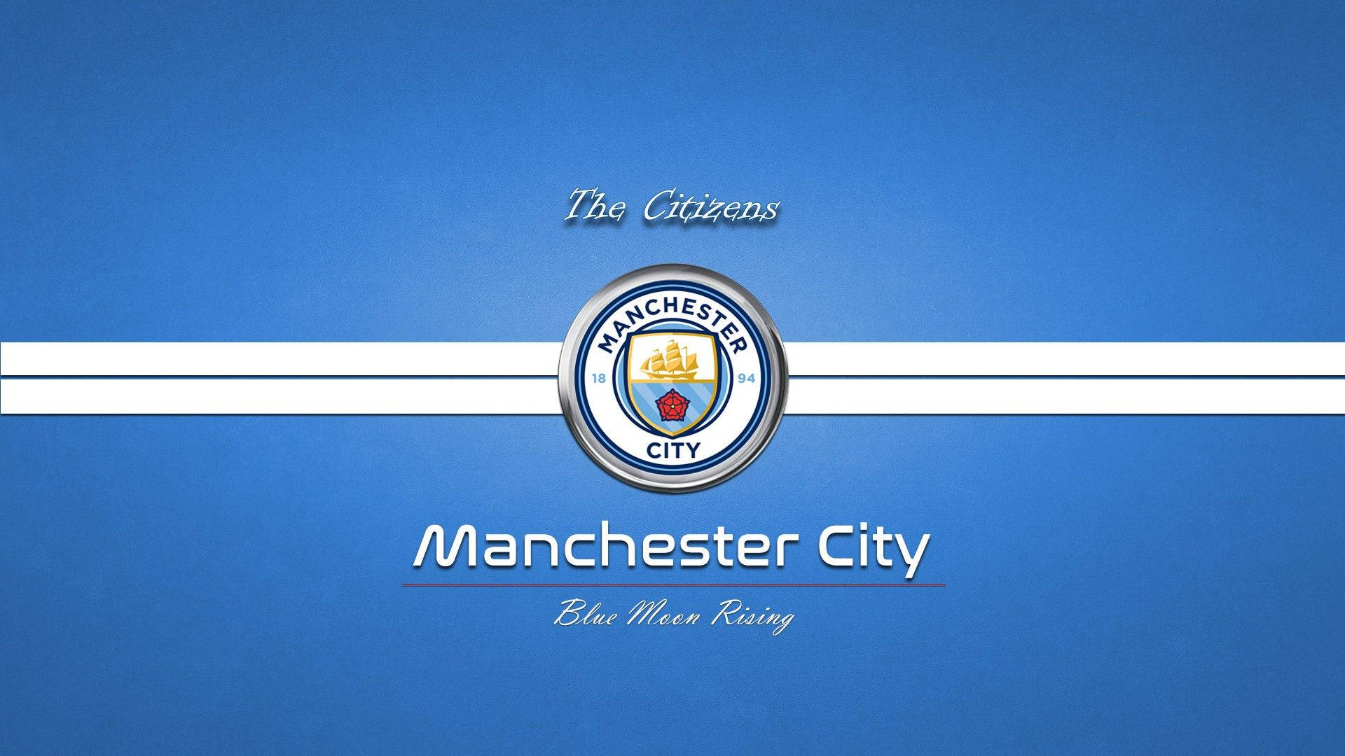 Manchester City, logo, blue gradient background, Full HD Desktop Wallpaper