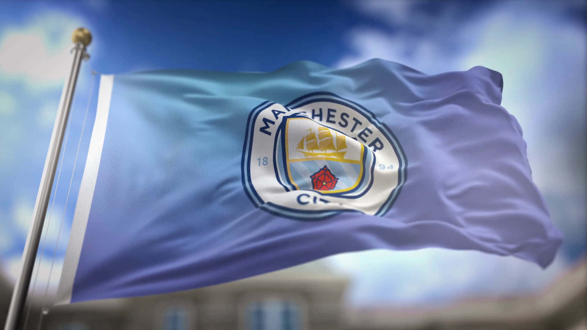 Manchester City, flag, crest, Full HD Desktop Wallpaper