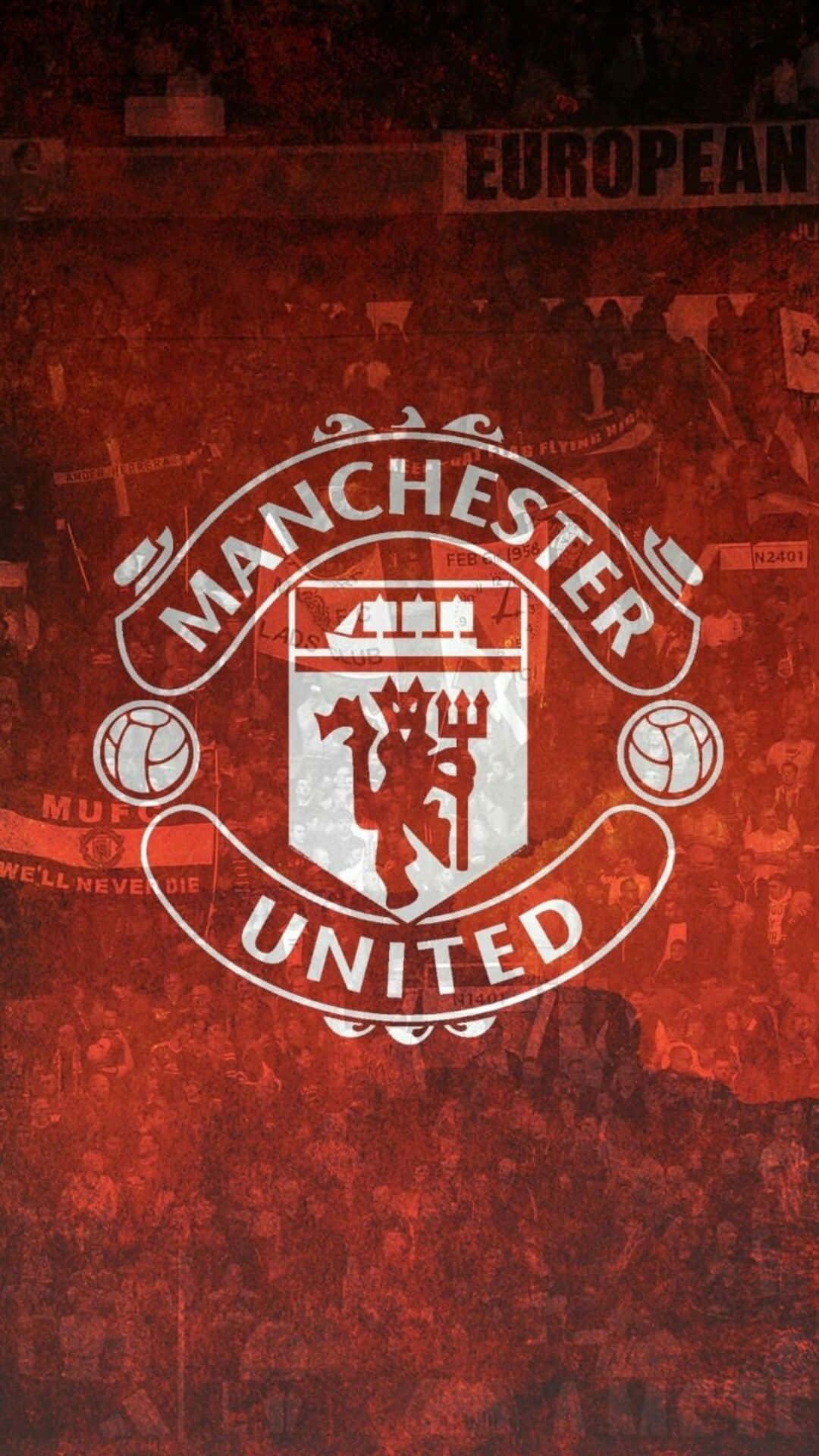 Manchester United, Manchester United crest, red background, Full HD Phone Wallpaper