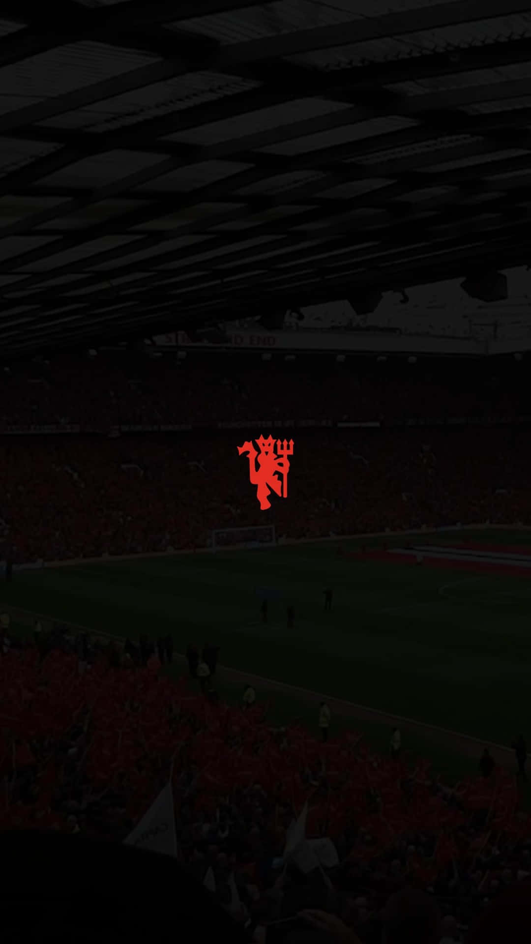 Manchester United, red-clad fans, glowing red devil logo, Full HD Phone Wallpaper