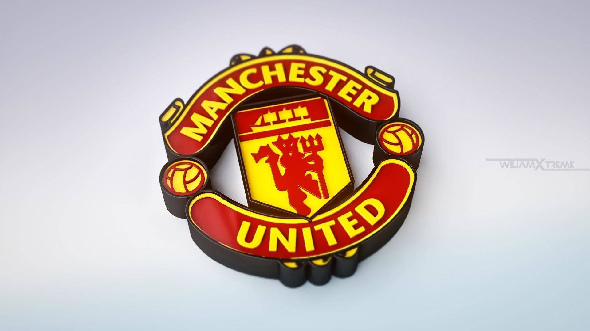Manchester United, football club crest, red devil mascot, Full HD Desktop Wallpaper