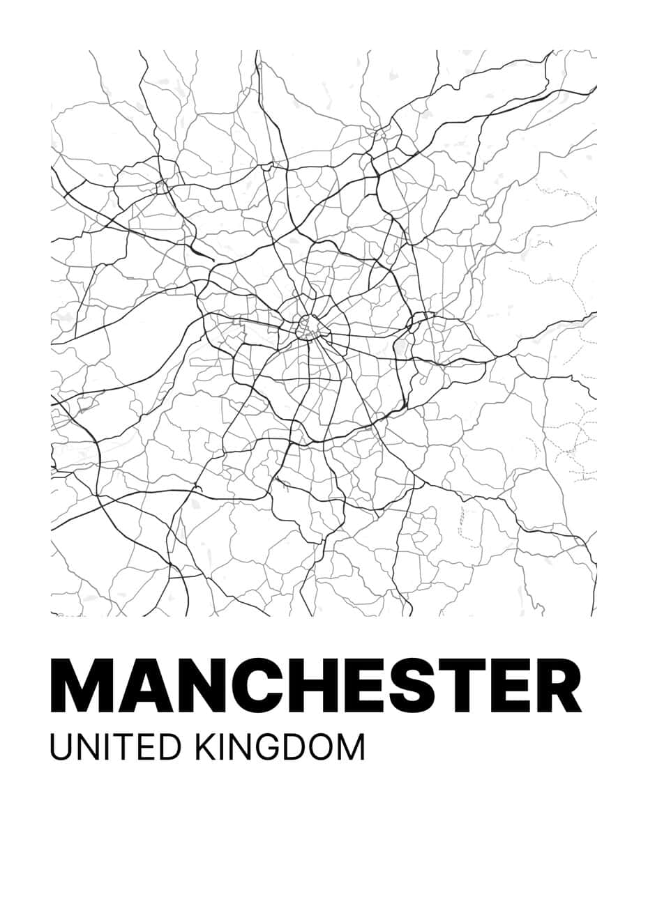 Manchester, United Kingdom, black line art map, HD Phone Wallpaper