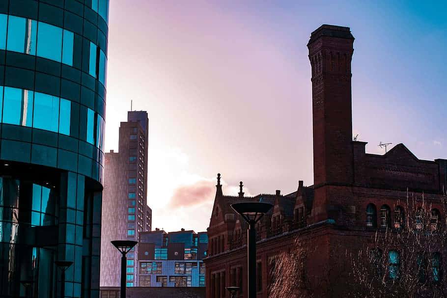 Manchester, sunset, skyline, SD Desktop Wallpaper