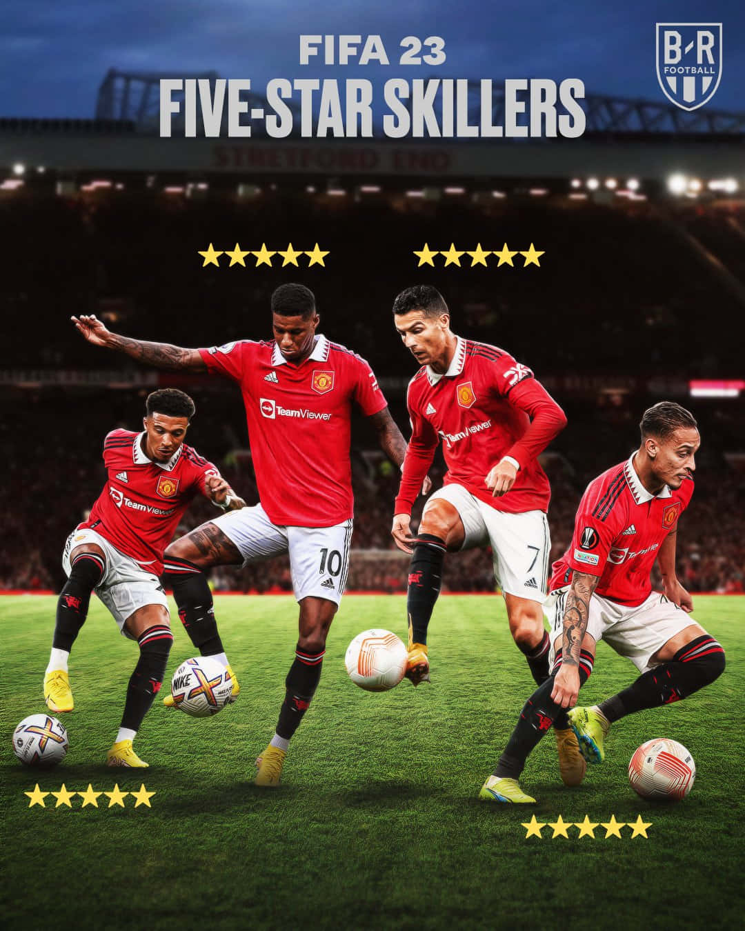 Manchester United Team, red jerseys, soccer balls, HD Phone Wallpaper