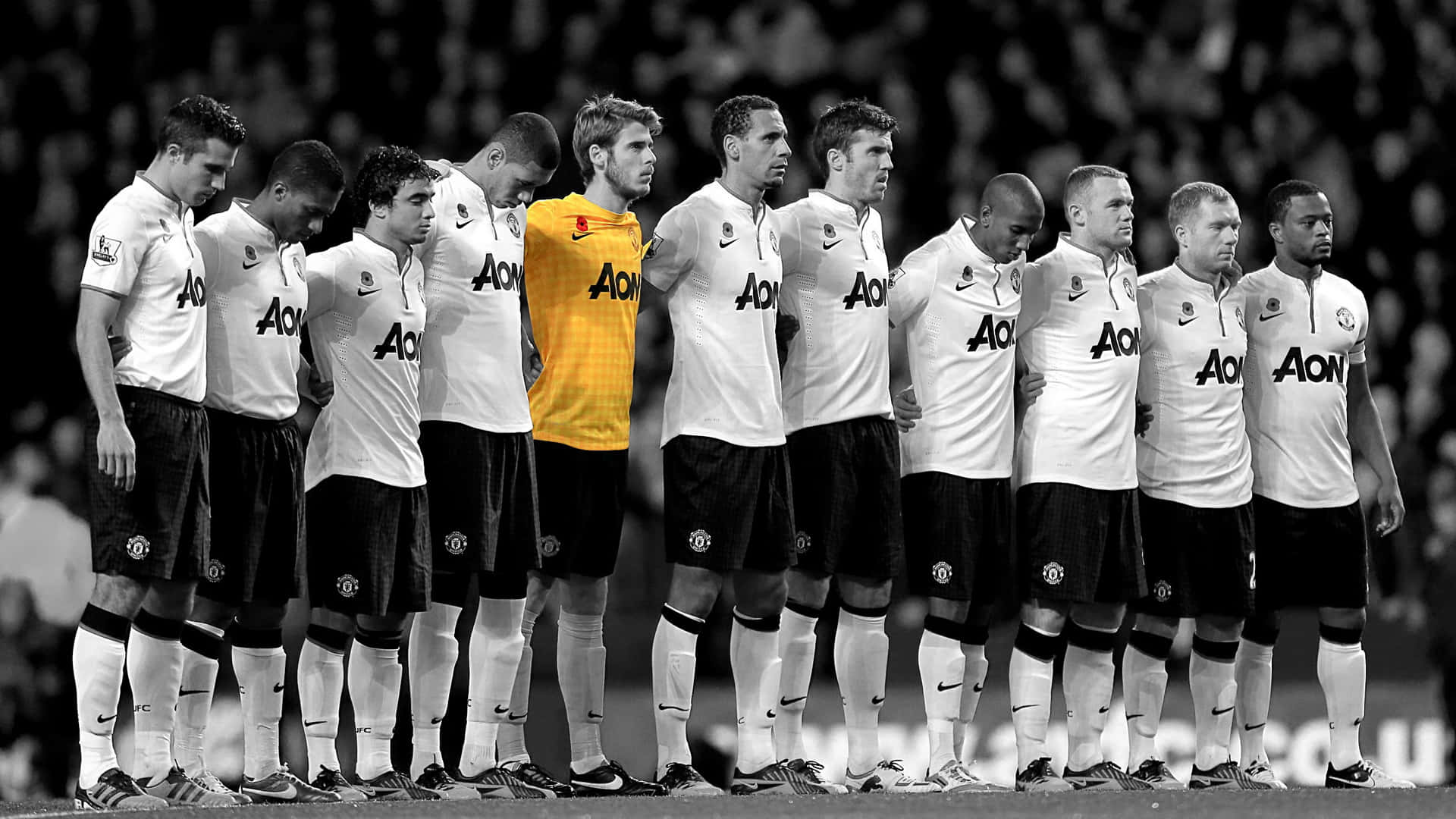 Manchester United Team, black and white, football team, Full HD Desktop Wallpaper