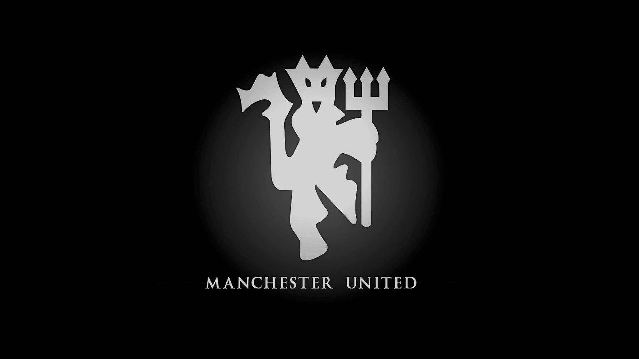 Manchester United, white devil logo, crown, Full HD Desktop Wallpaper