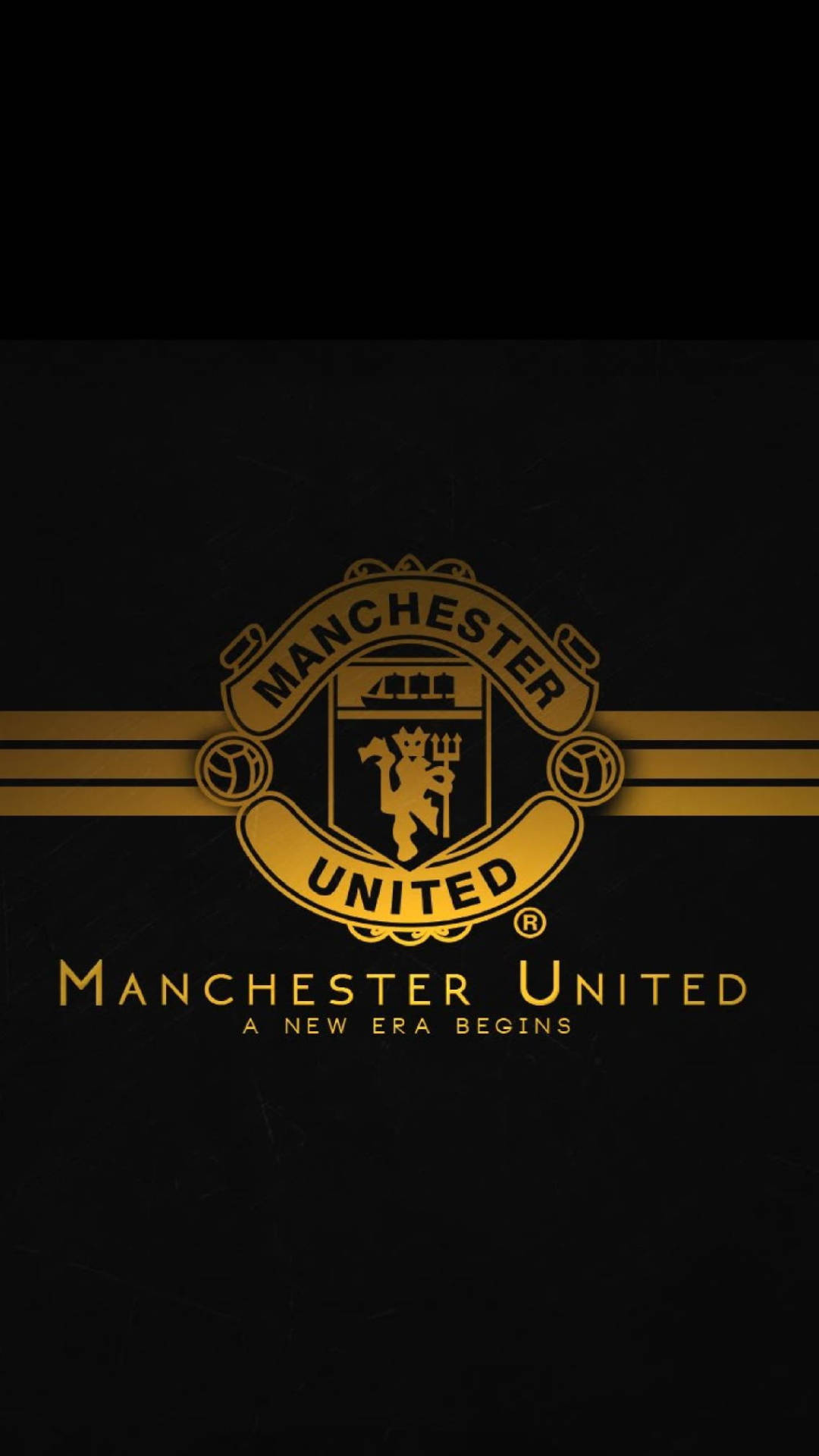Manchester United, Golden Manchester United crest, black background, Full HD Phone Wallpaper
