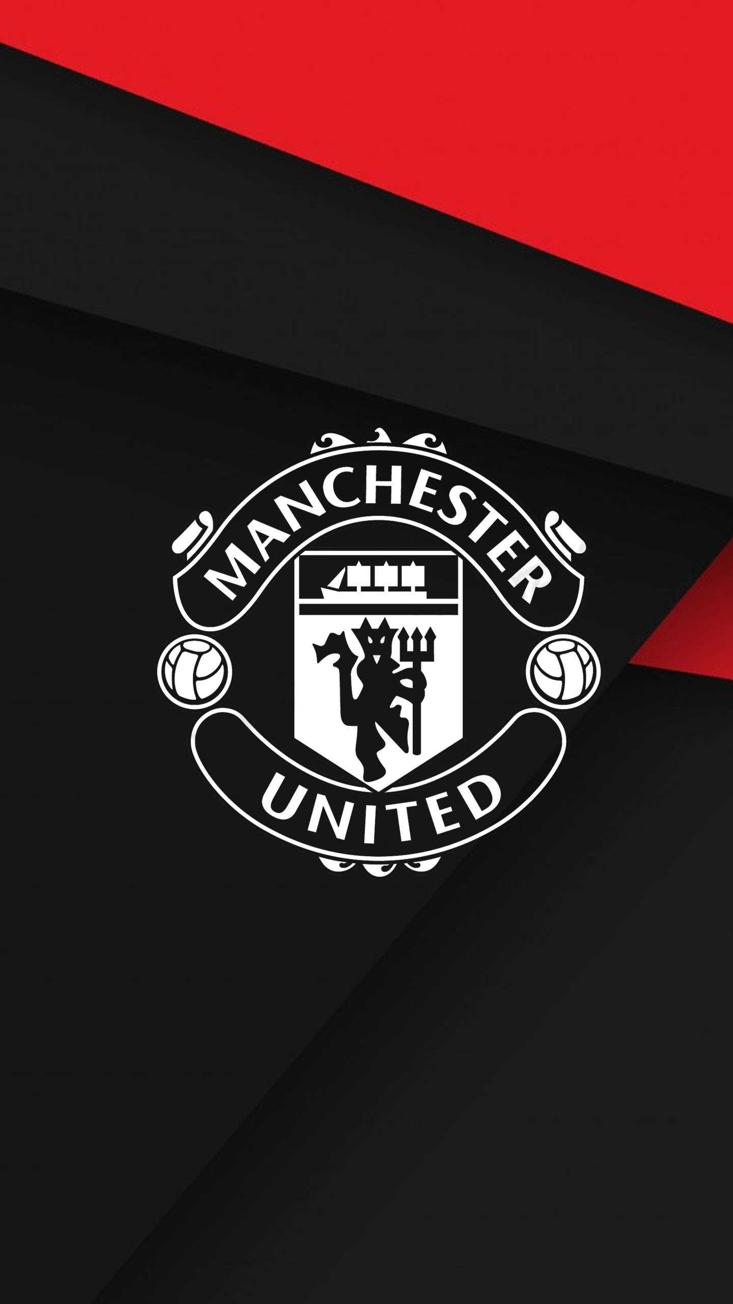Manchester United crest, white, black, 2K Phone Wallpaper